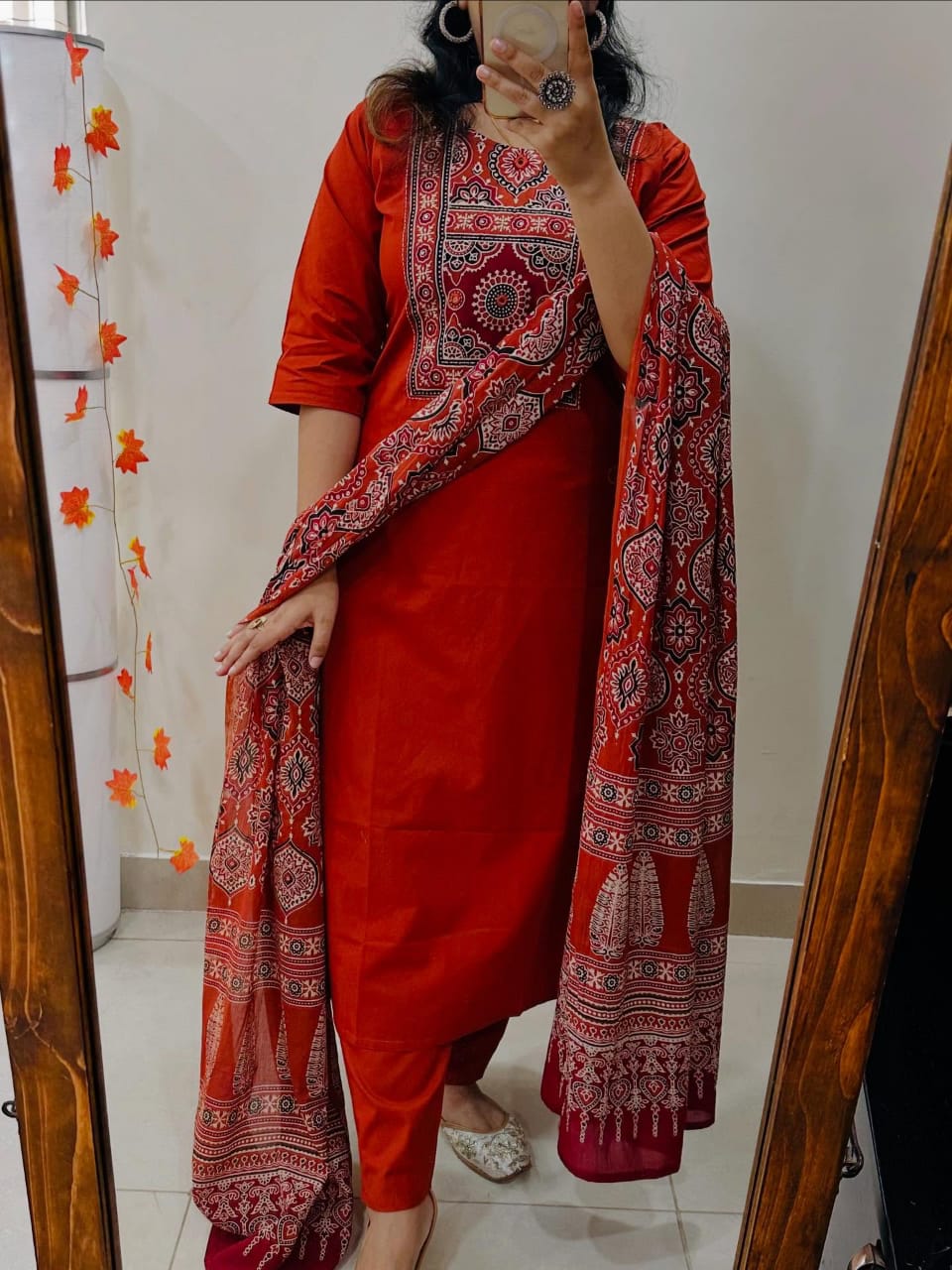 Cotton Work Kurti with Pant & Malmal Dupatta | Fully Stitched Set
