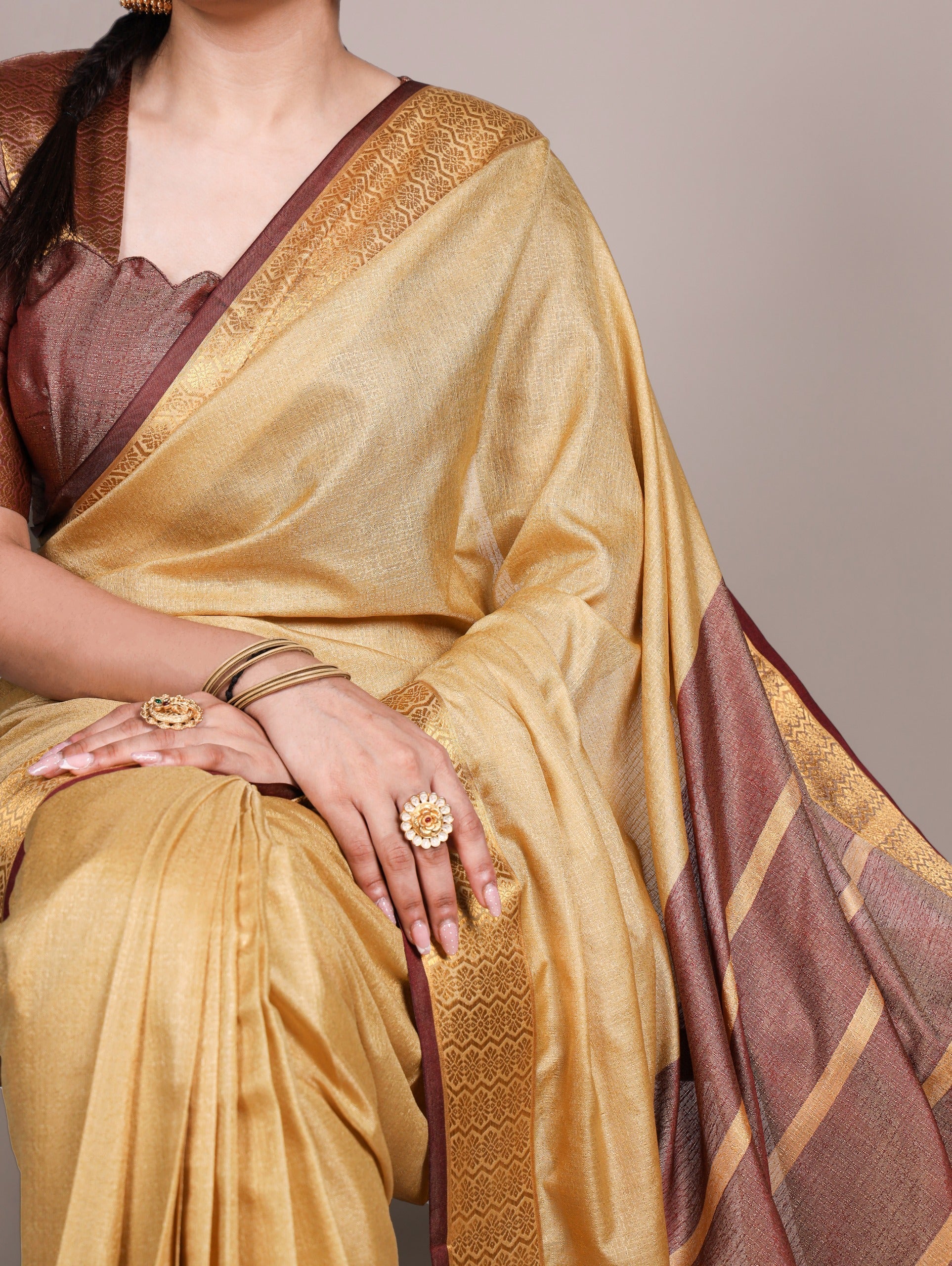 Cream Cotton Saree with Zari Weaving