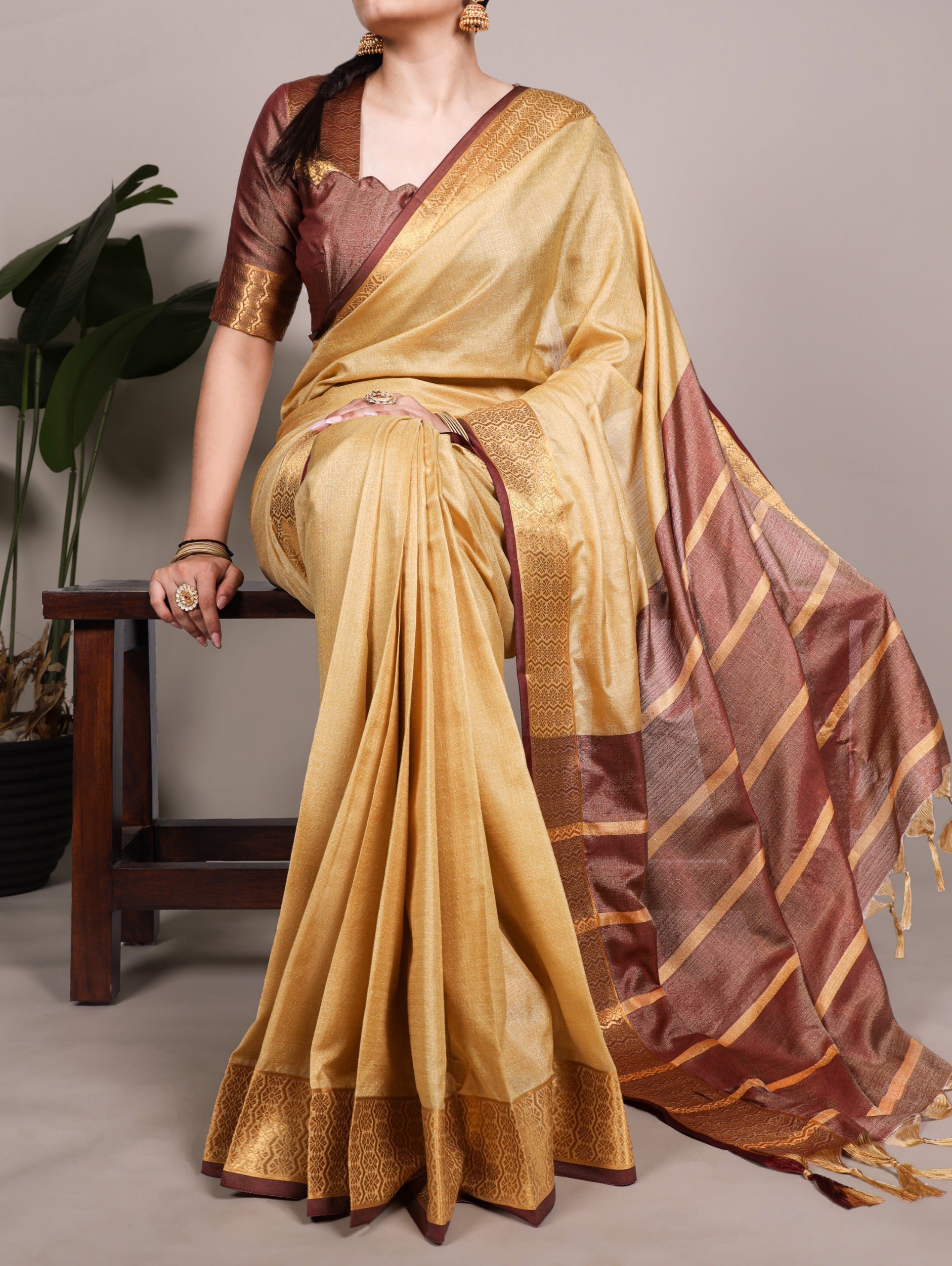 Cream Cotton Saree with Zari Weaving