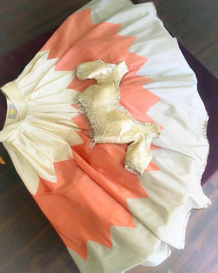 Cream Elegant Digital Print Tapeta Silk Lehenga with Dola Silk Sequins Work Blouse