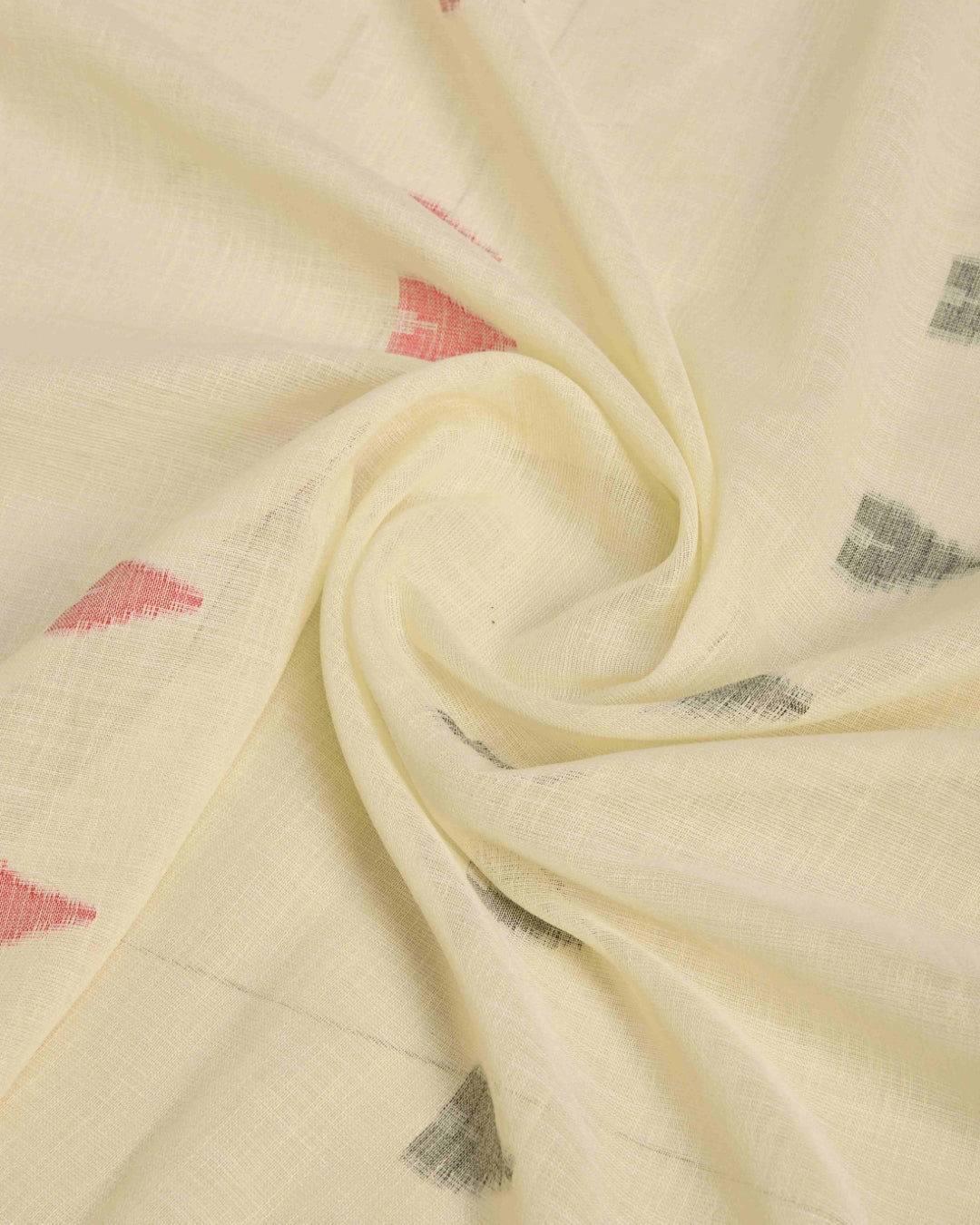Cream Elegant & Gold-Toned Ikat Woven Saree with Zari Border