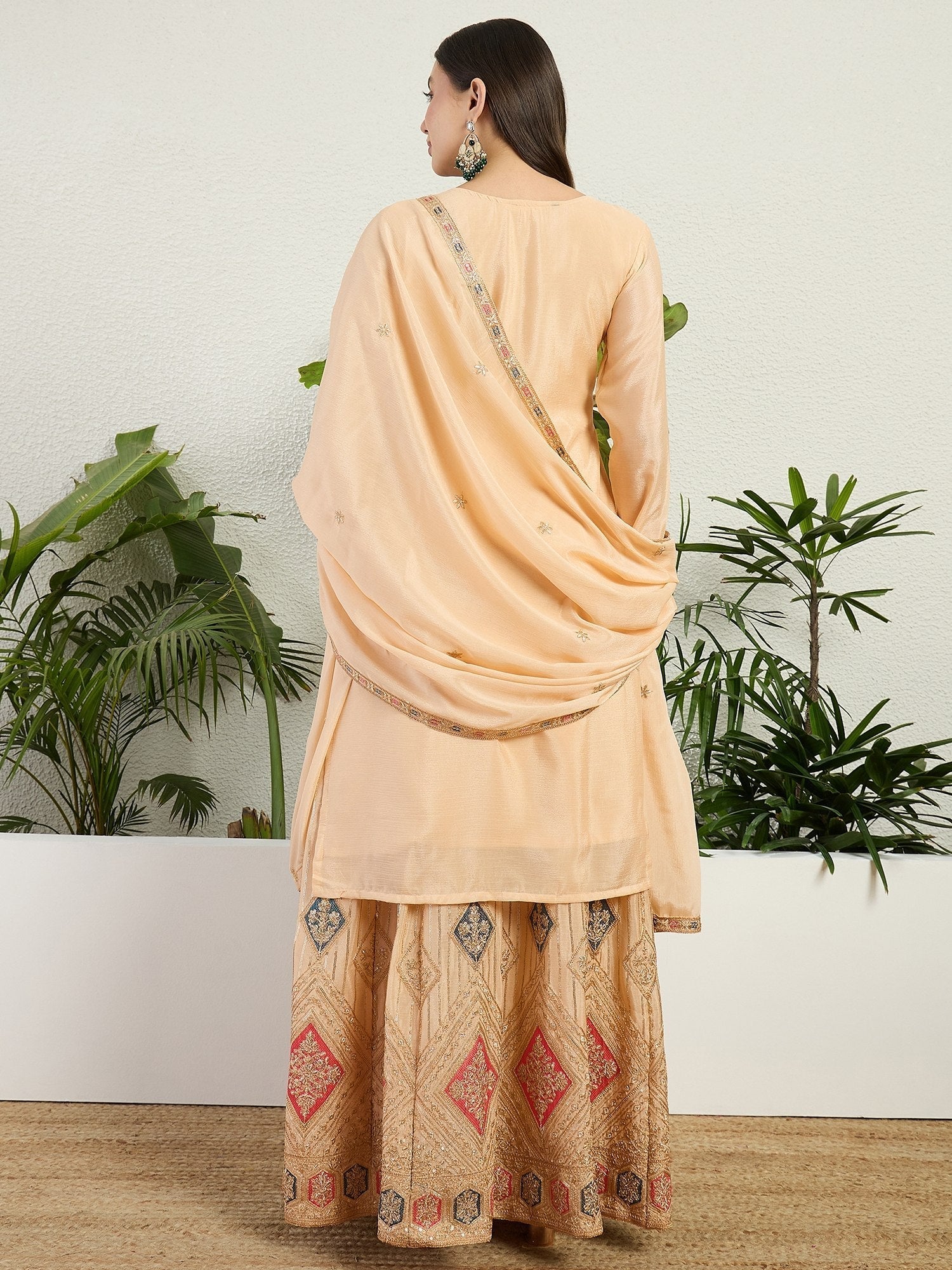 Cream Embroidered Lehenga Set