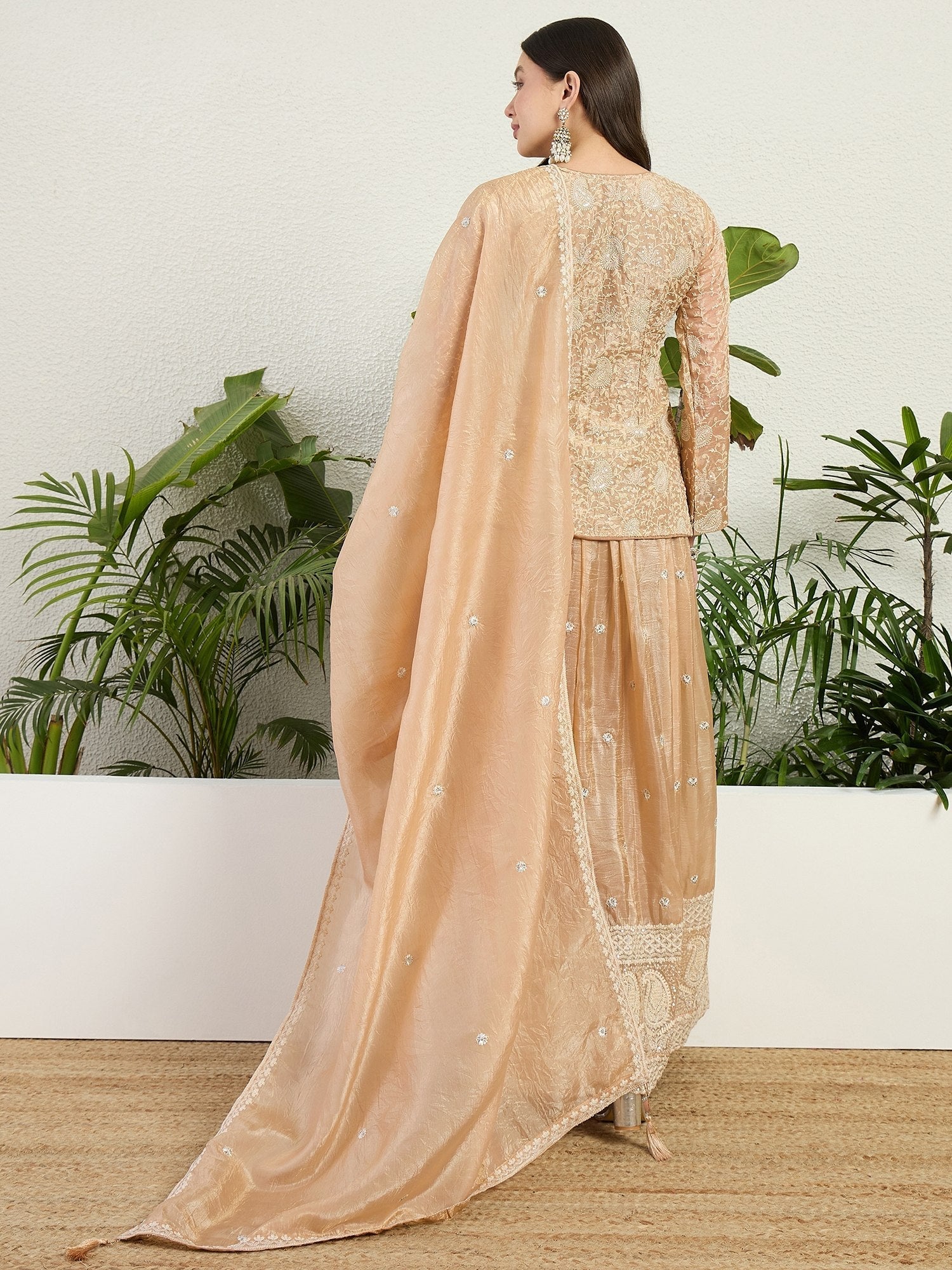 Cream Organza Lehenga Set
