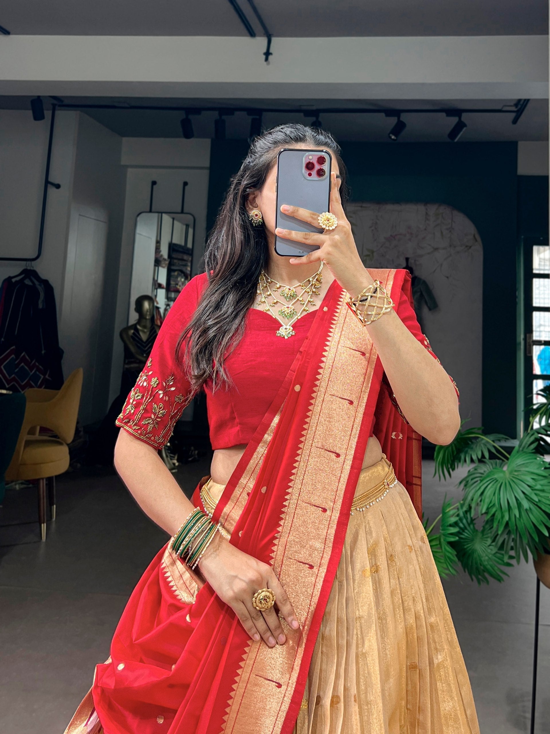 Cream Paithani Wedding & Festive Lehenga