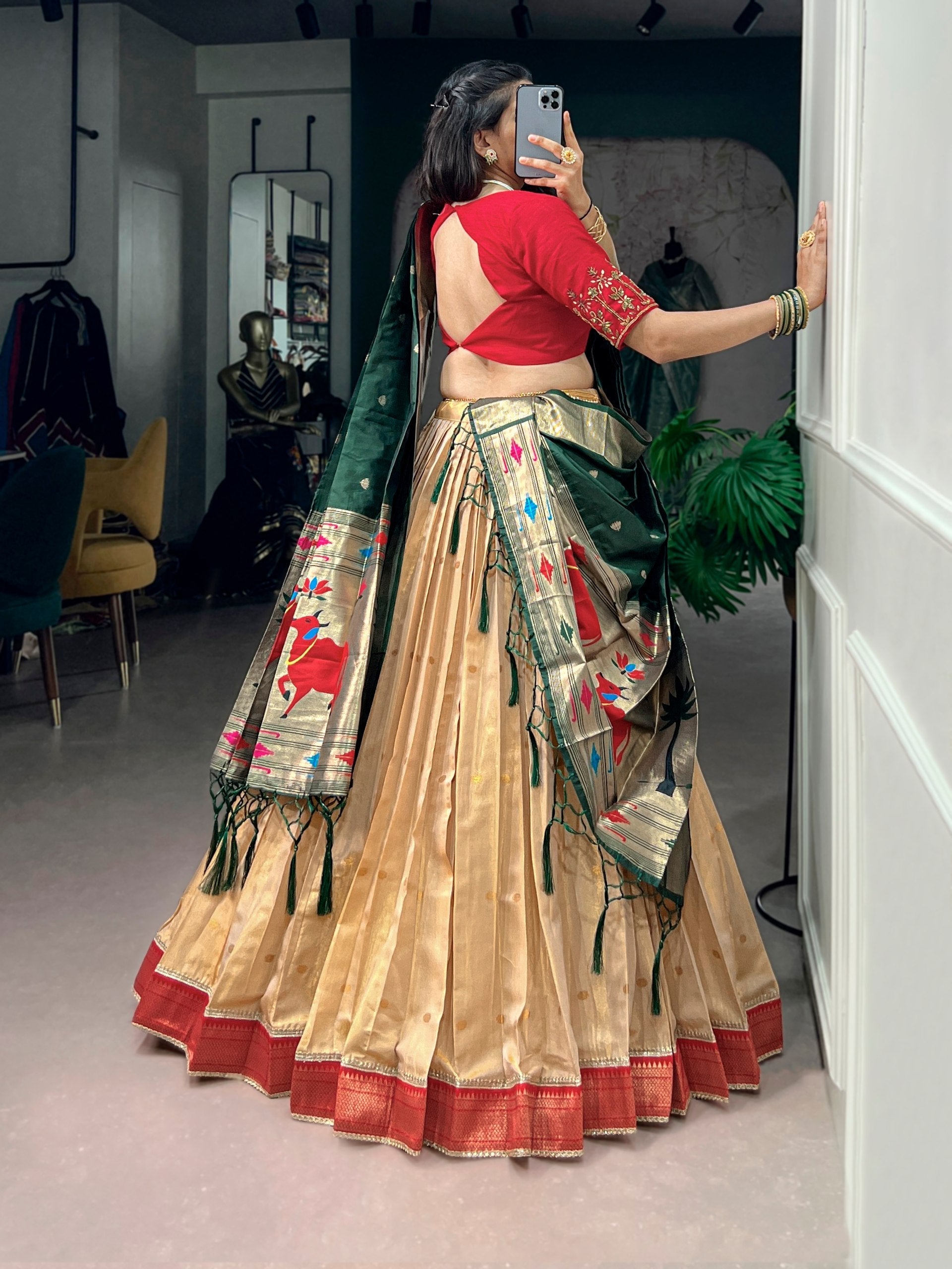 Cream Paithani Wedding & Festive Lehenga