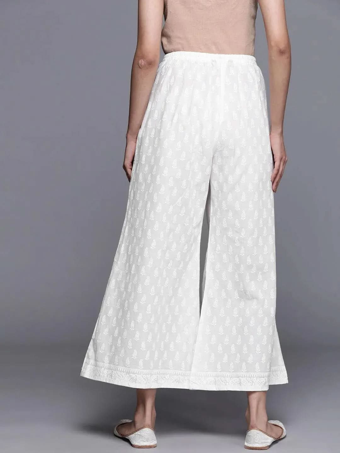 Anouk Cream Printed Cotton Palazzos