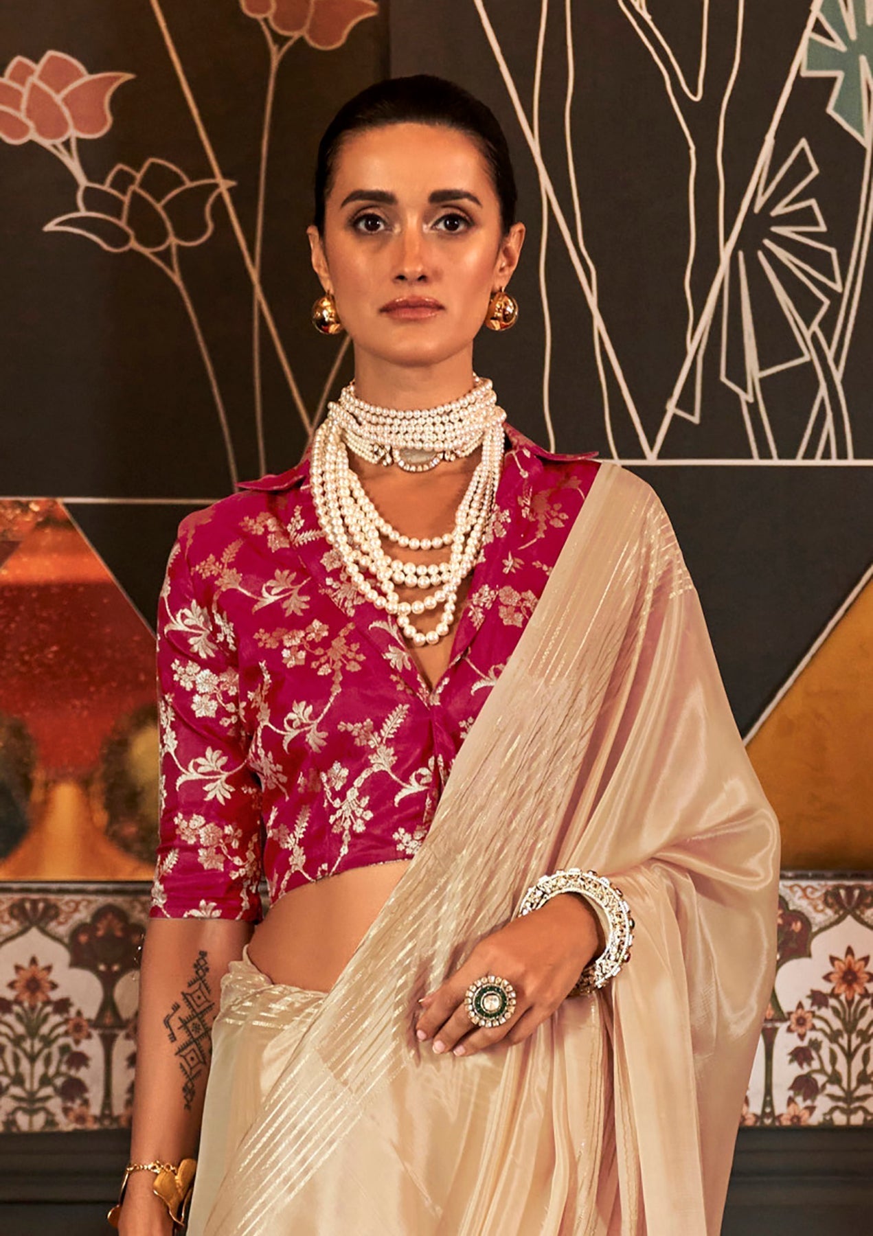 Cream Timeless Blended Silk Saree – A Perfect Blend of Tradition & Elegance
