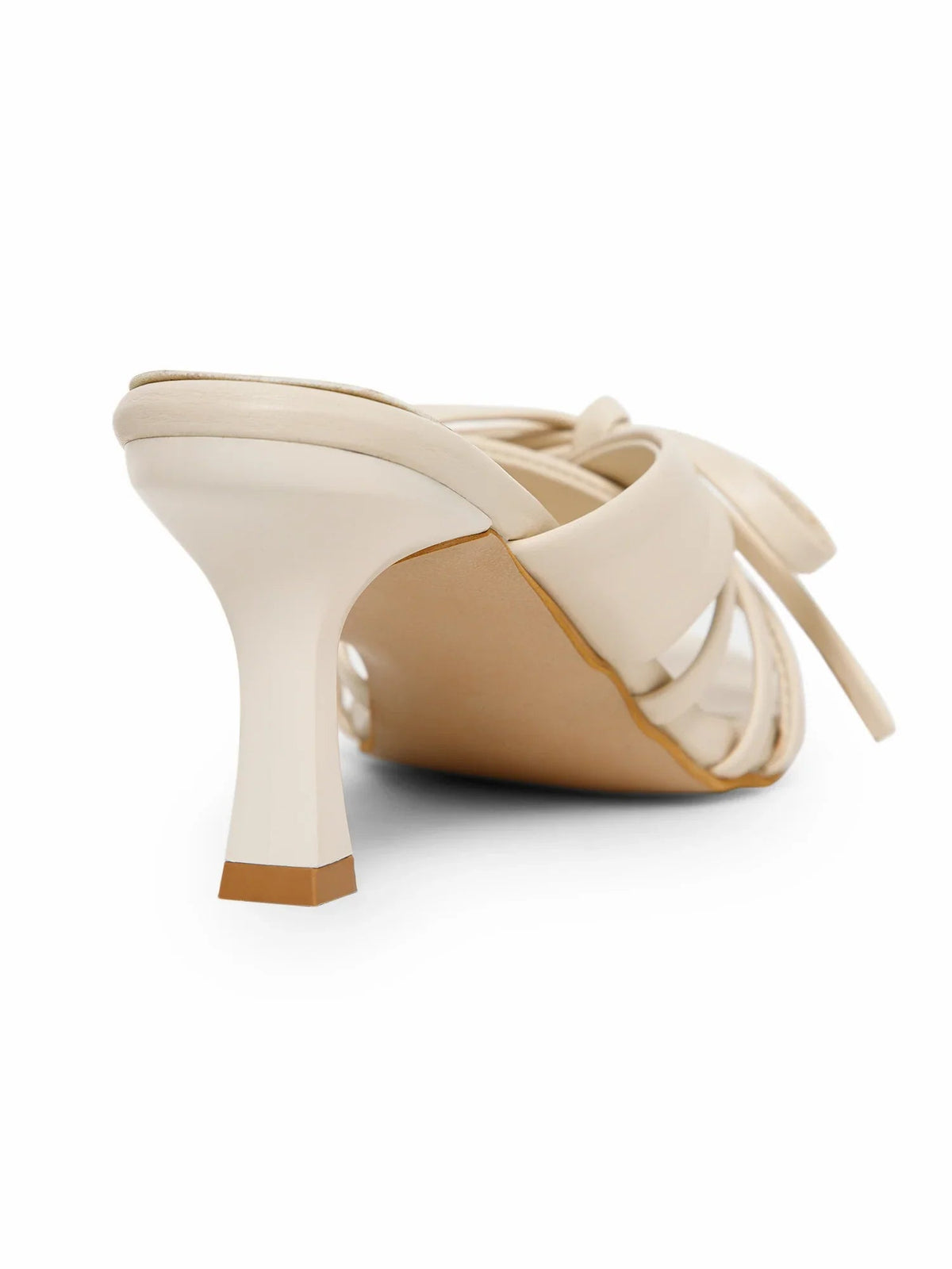 Beige Open Toe Bowknot Strappy Heel Sandal