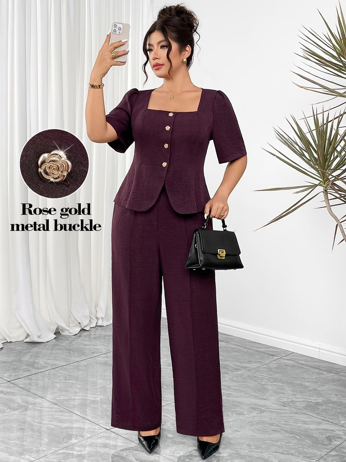 RoseAura Plus Size Co-Ord Set
