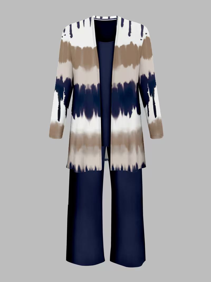 Women’s 3pcs Color Block Jacket, Vest & Pants