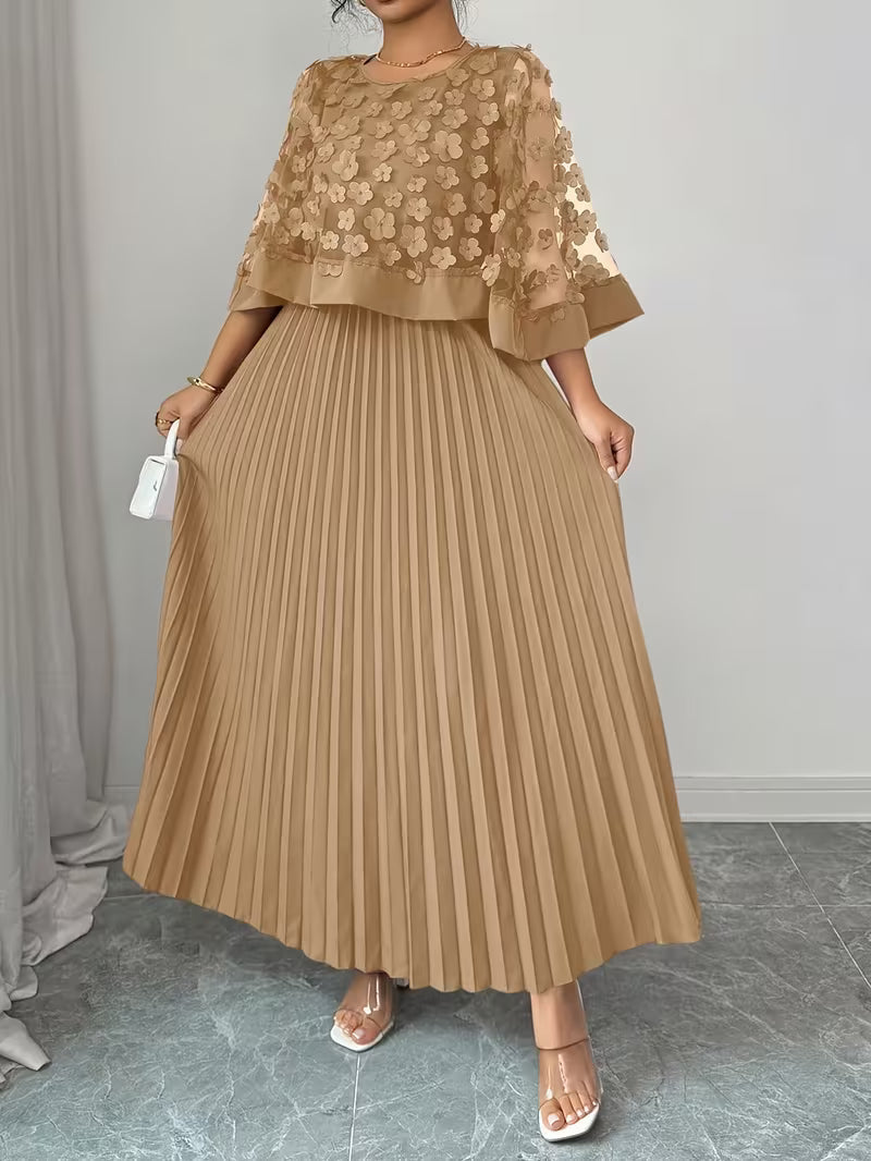 Women’s Elegant 3D Floral Appliqué Dress