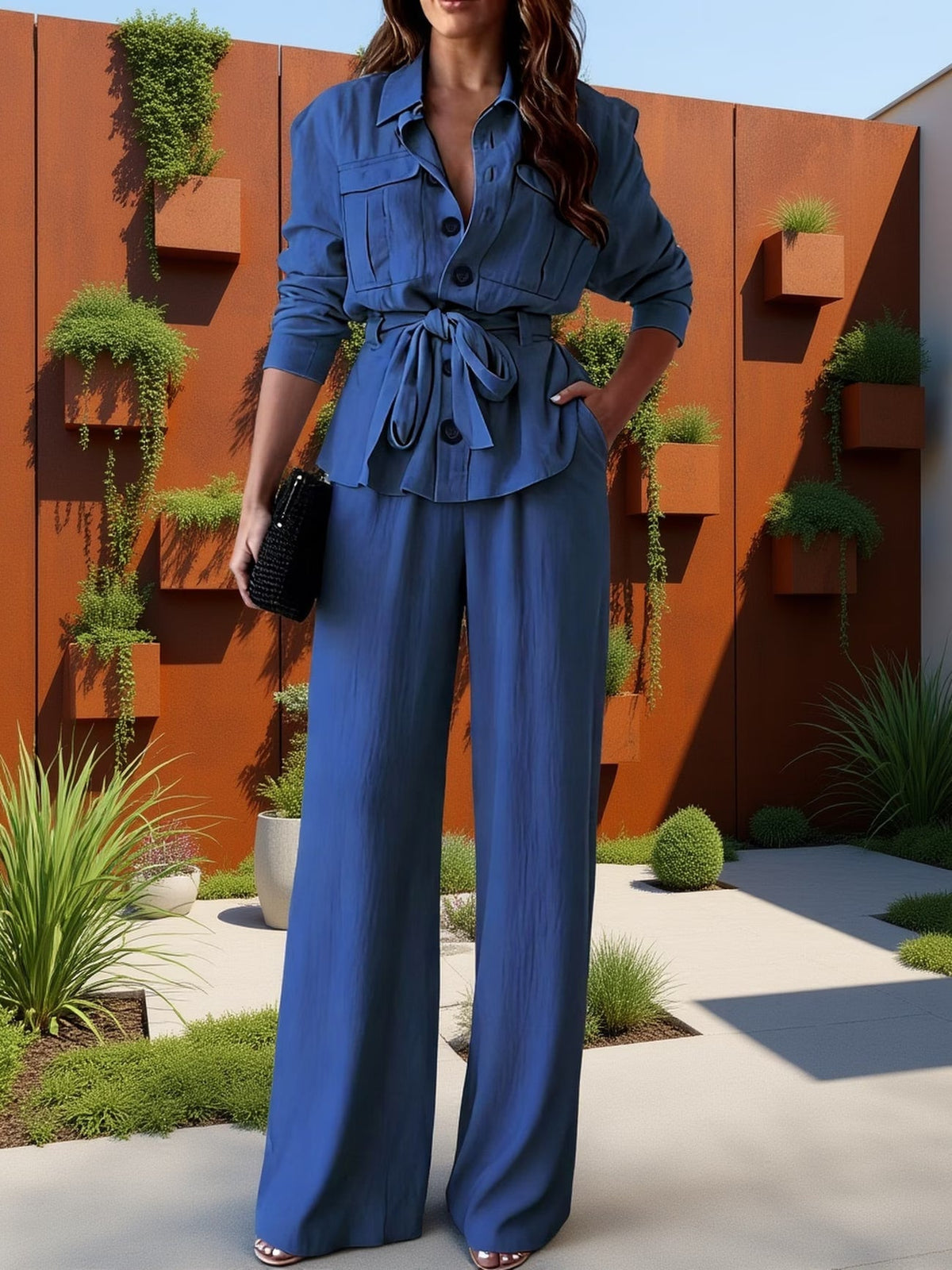 Chic Drawstring Wide-Leg Co-Ord Set