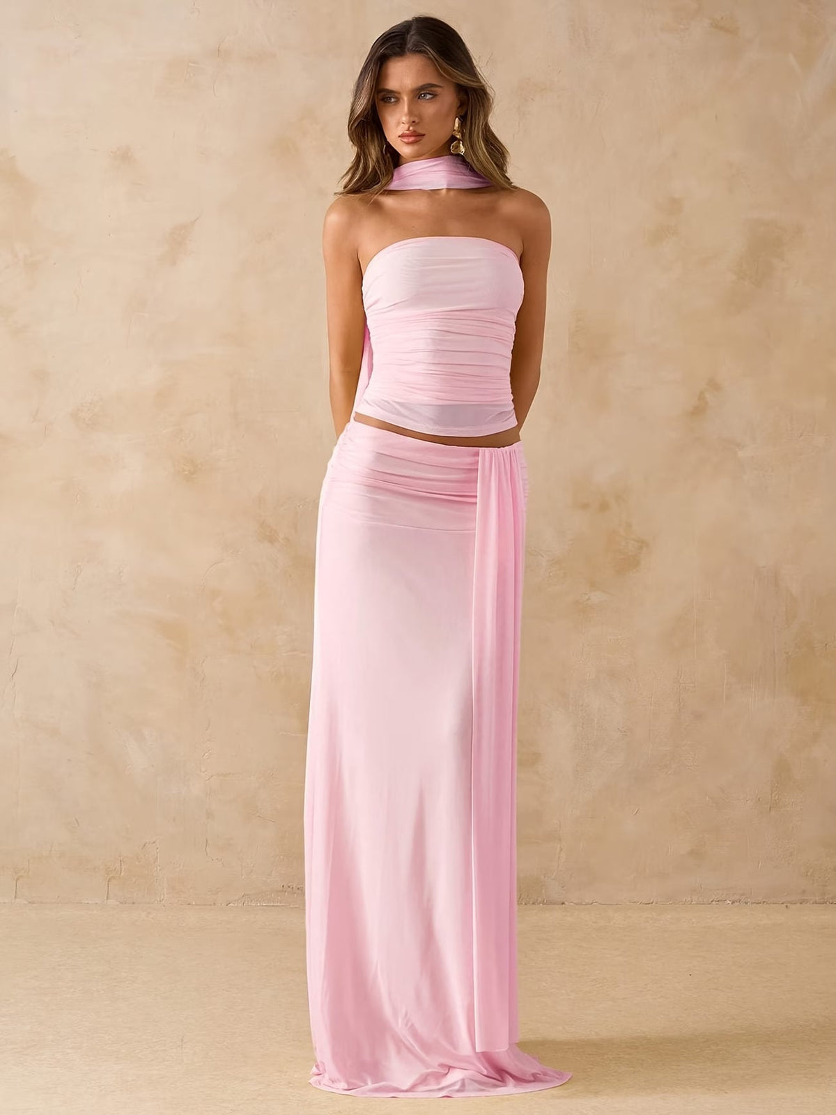 Elegant Draped Bodycon Co-Ord Set 💖