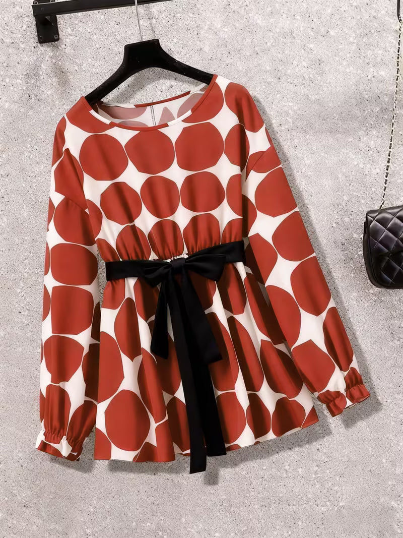 Plus Size Polka Dot Tie-Front 2-Piece Set