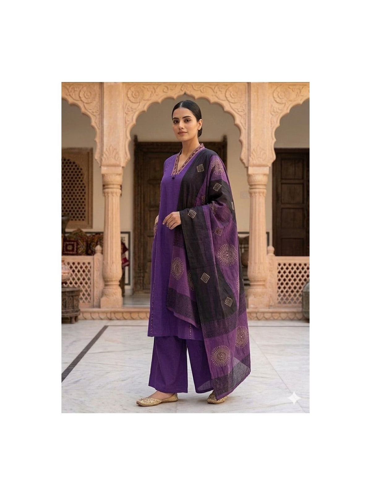 Purple Royal Kurta Palazzo Set 💜