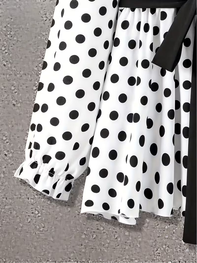 Plus Size Polka Dot Tie-Front 2-Piece Set