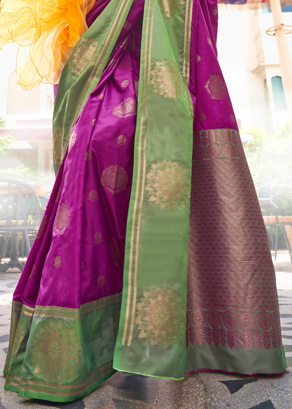 Dark Purple Regal Banarasi Silk Saree – Vintage Elegance with Intricate Detailing