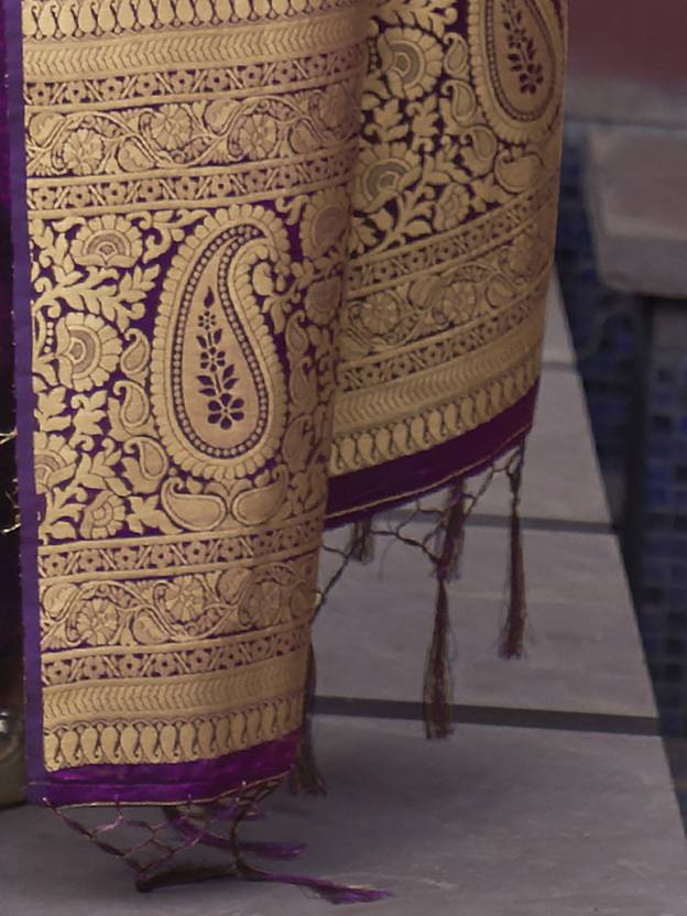 Dark Purple Regal Woven Pure Silk Banarasi Saree