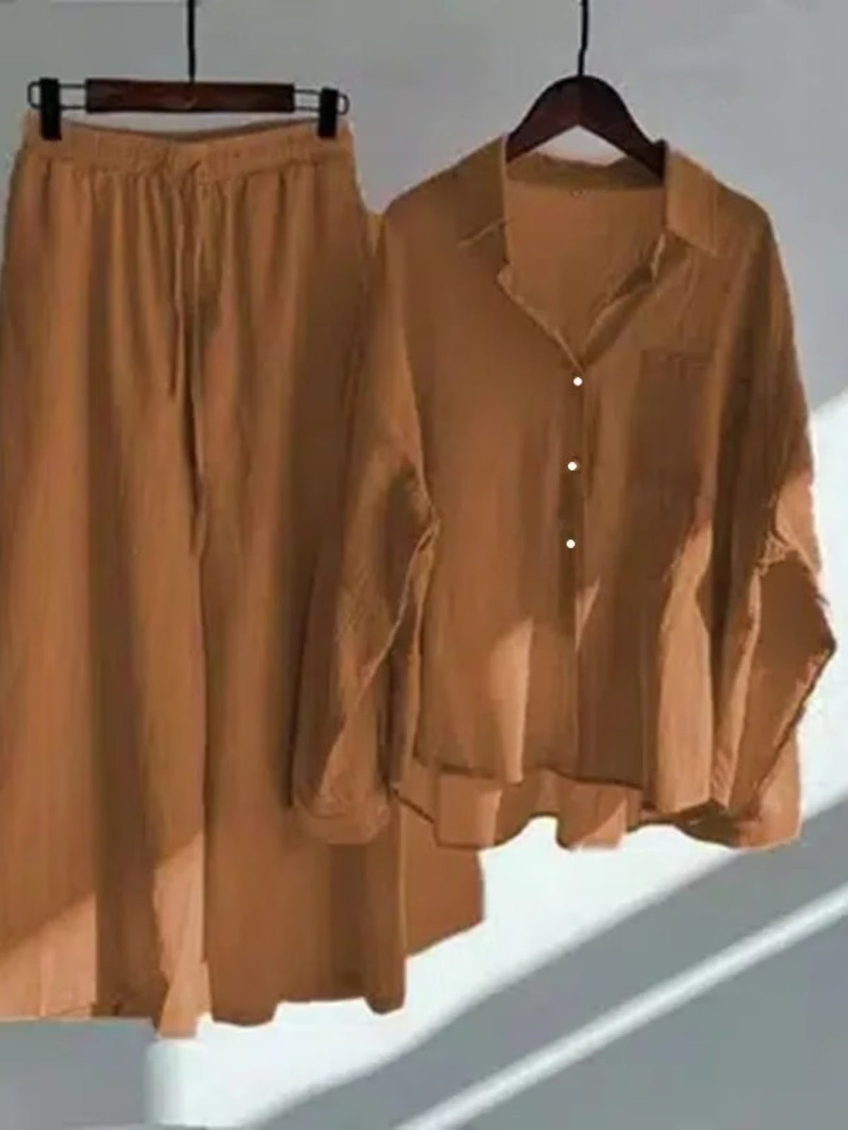 Fashionable Women’s  Cotton Slacks & Shirt Suit Set