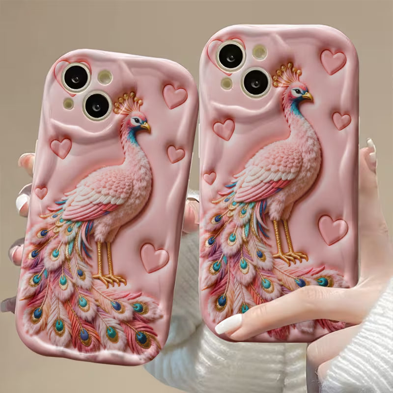 Luxury Golden Peacock Feather Glass Case for iPhone 📱✨