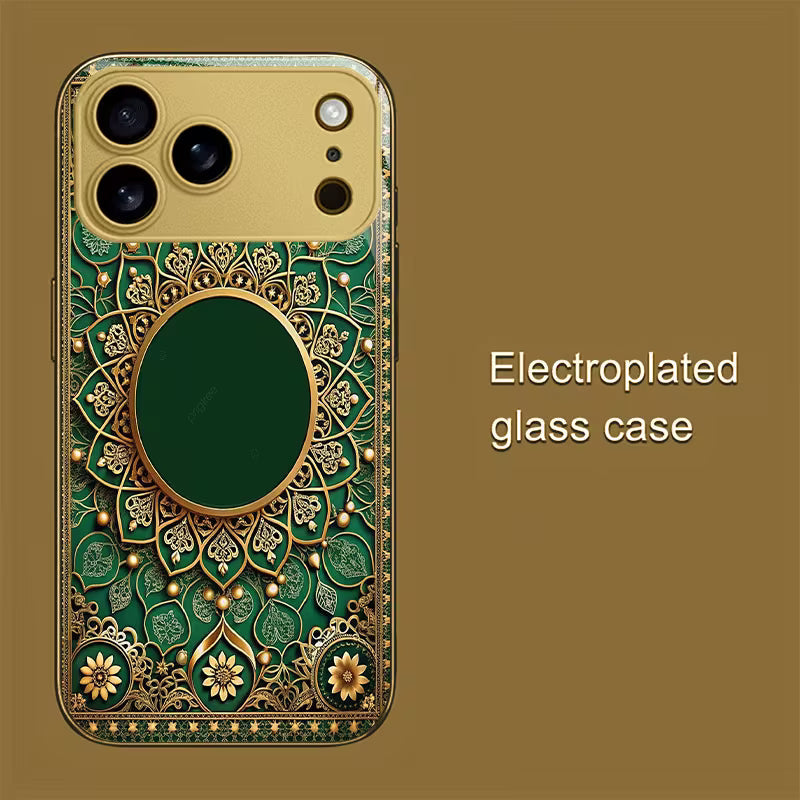 Luxury Golden Peacock Feather Glass Case for iPhone 📱✨