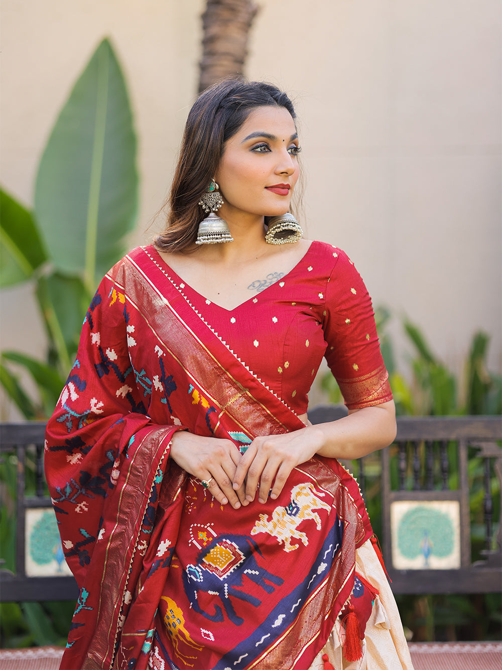 Maroon Color Printed With Foil Work Dola Silk Lehenga Choli