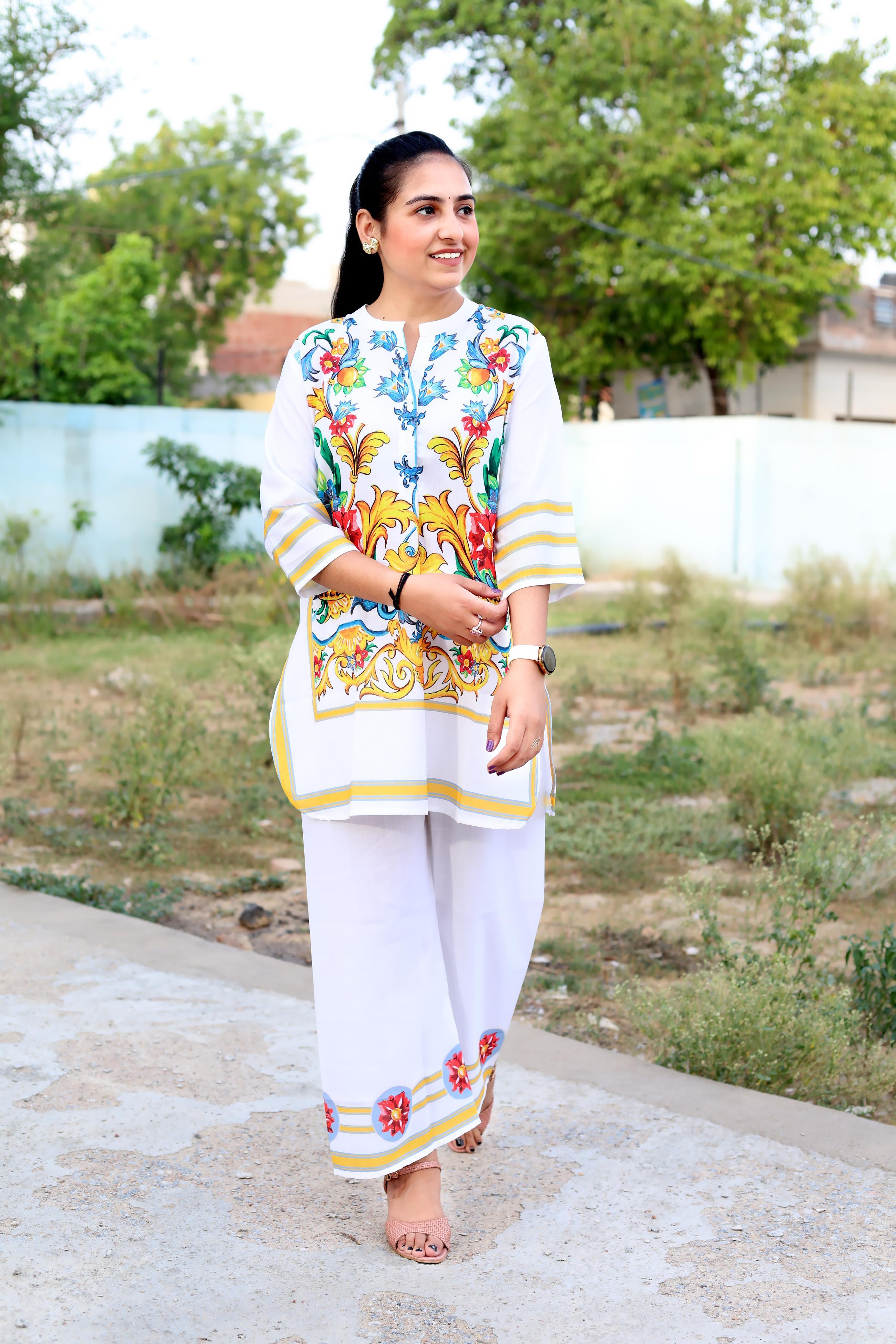 Digital Print Cotton Lilan Cord Set for Women