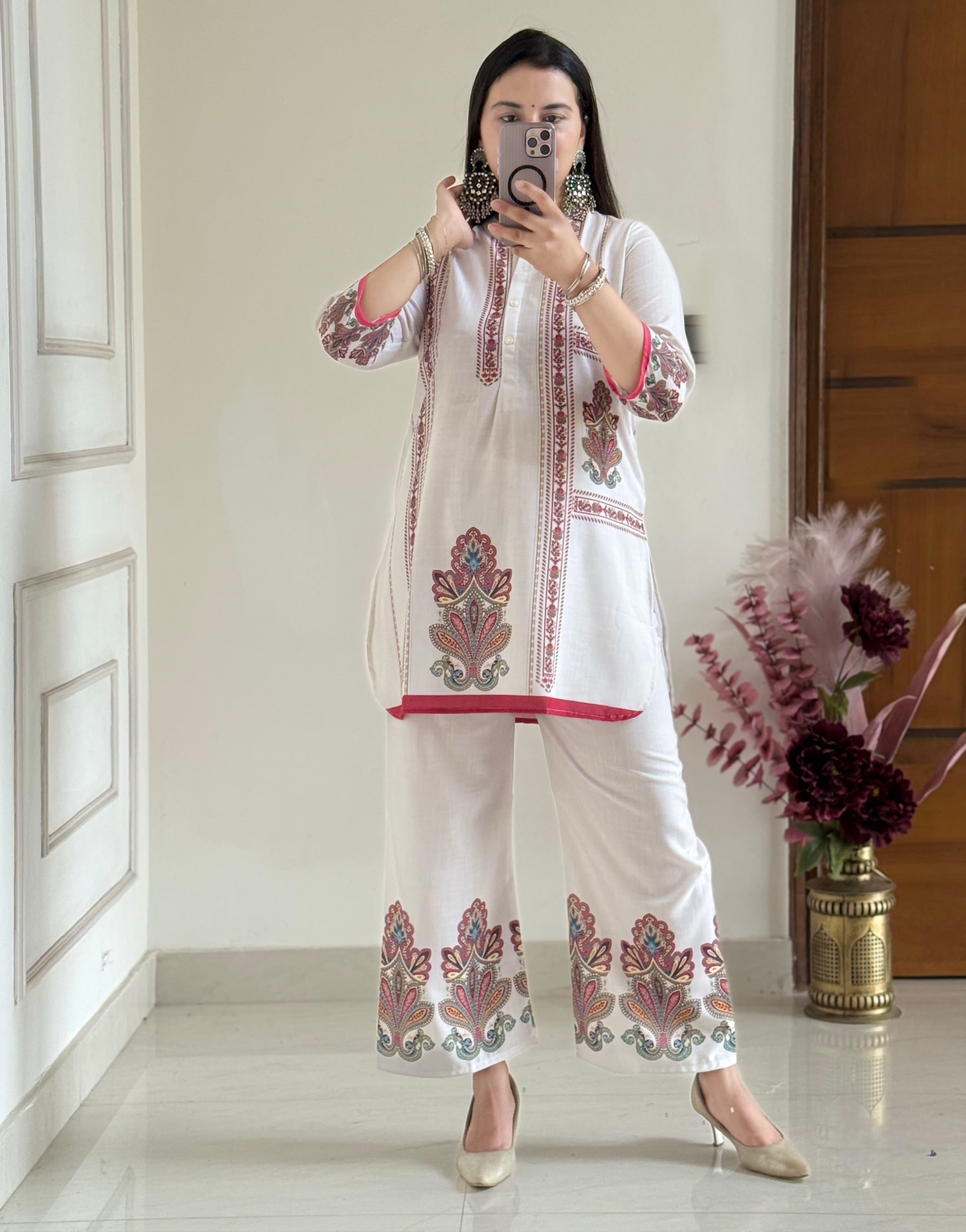 Digital Print Cotton Lilan Cord Set for Women