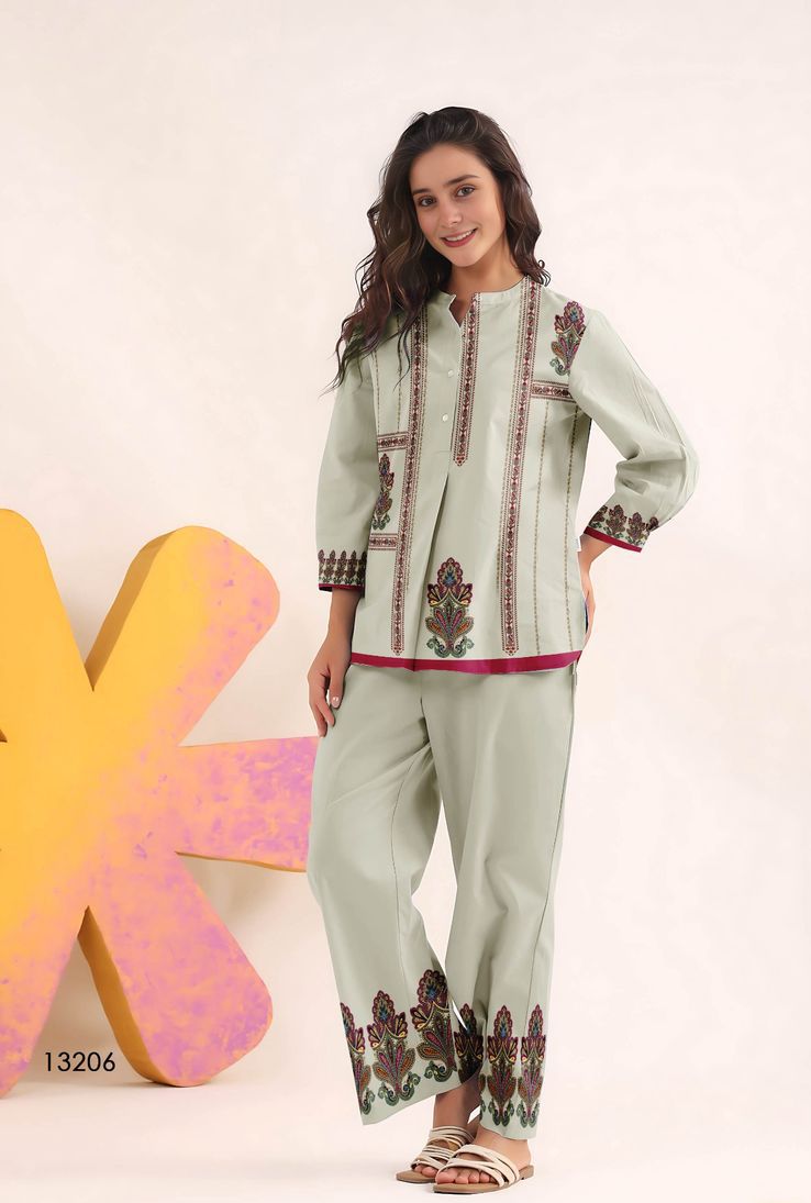Digital Print Cotton Linen Co-ord Set (Top 33")