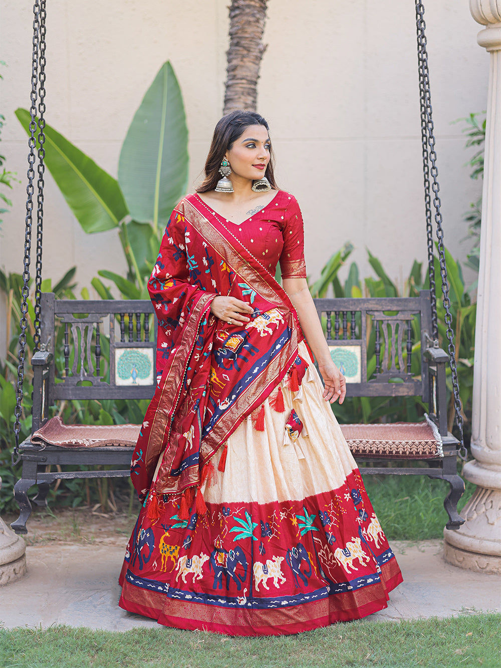 Maroon Color Printed With Foil Work Dola Silk Lehenga Choli