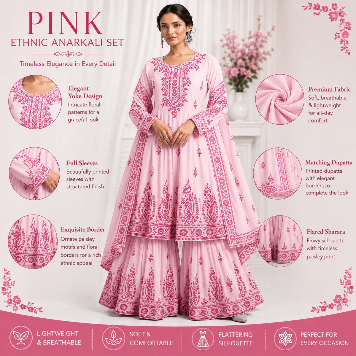 Floral Elegance Women's Matching Top & Pants Set