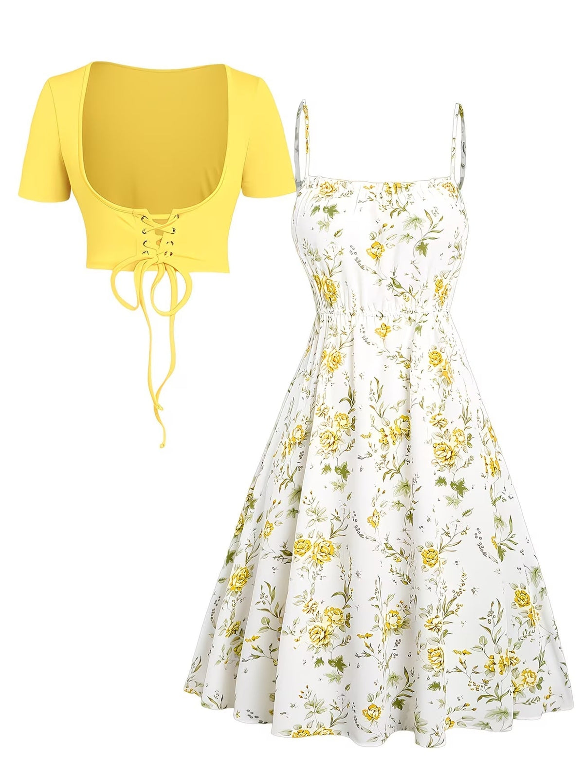 Women's Floral Halter Dress & Cardigan Set