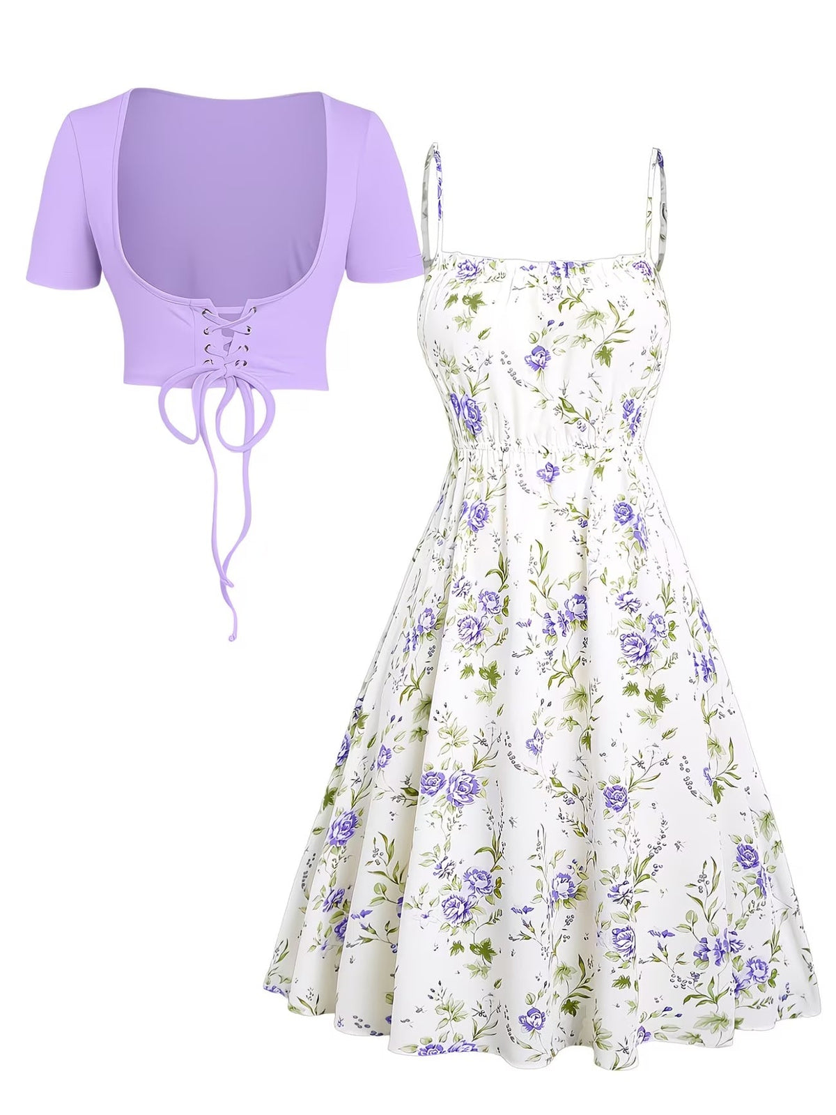 Women's Floral Halter Dress & Cardigan Set