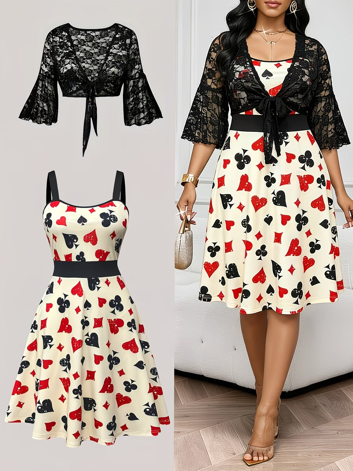 Women's Floral Halter Dress & Cardigan Set