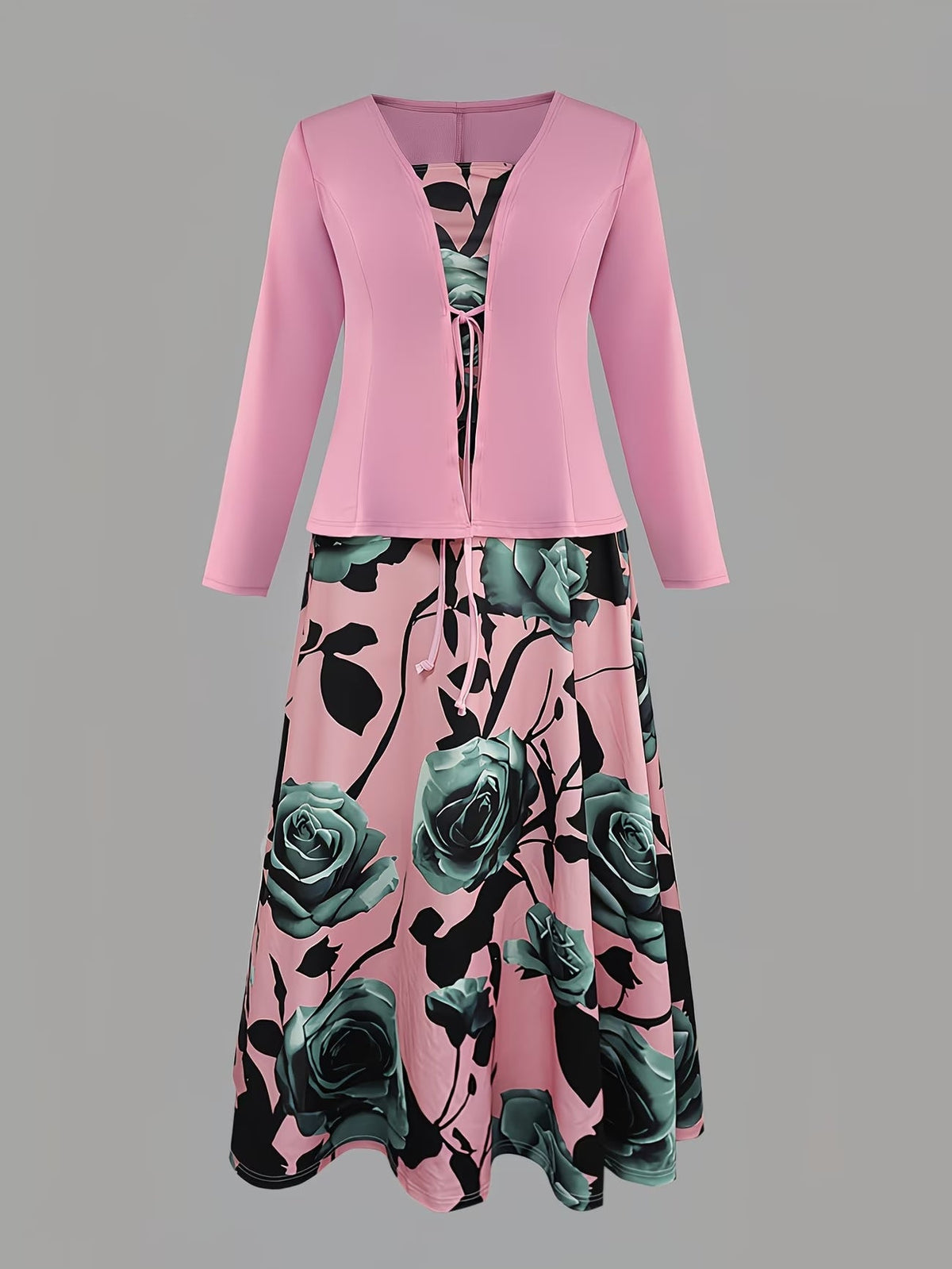 Women's Floral Halter Dress & Cardigan Set