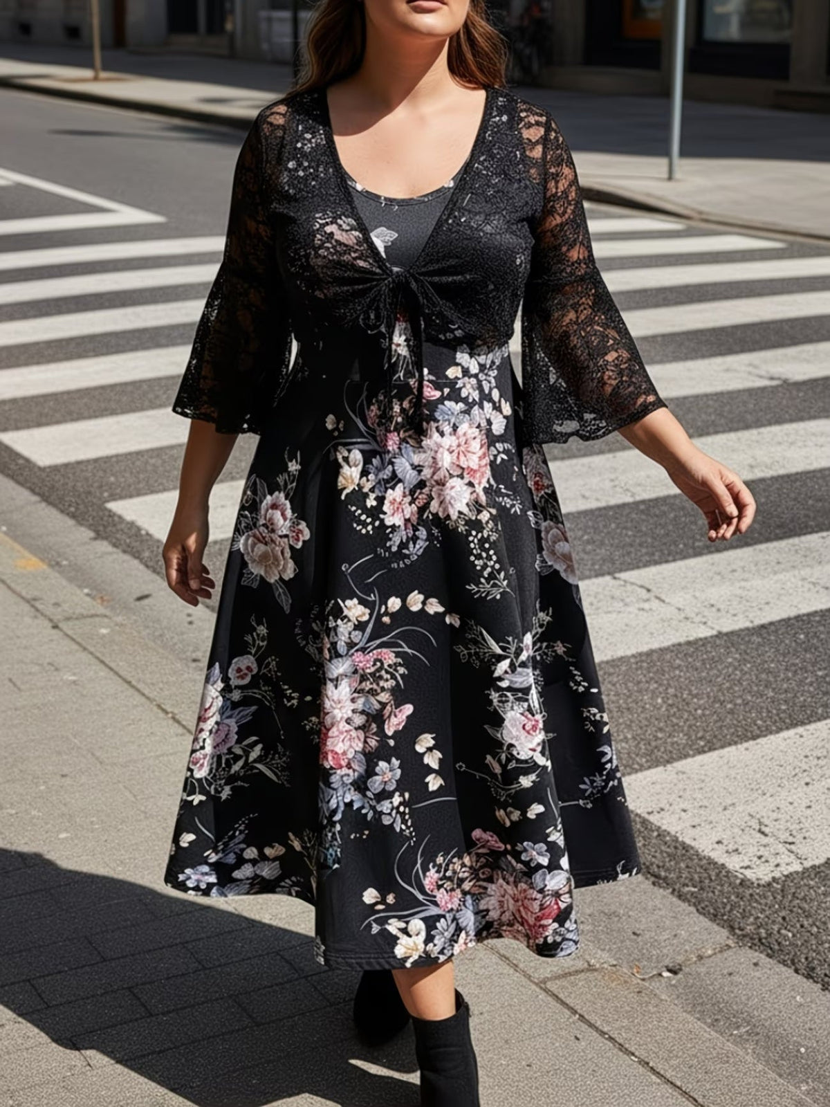 Women's Floral Halter Dress & Cardigan Set