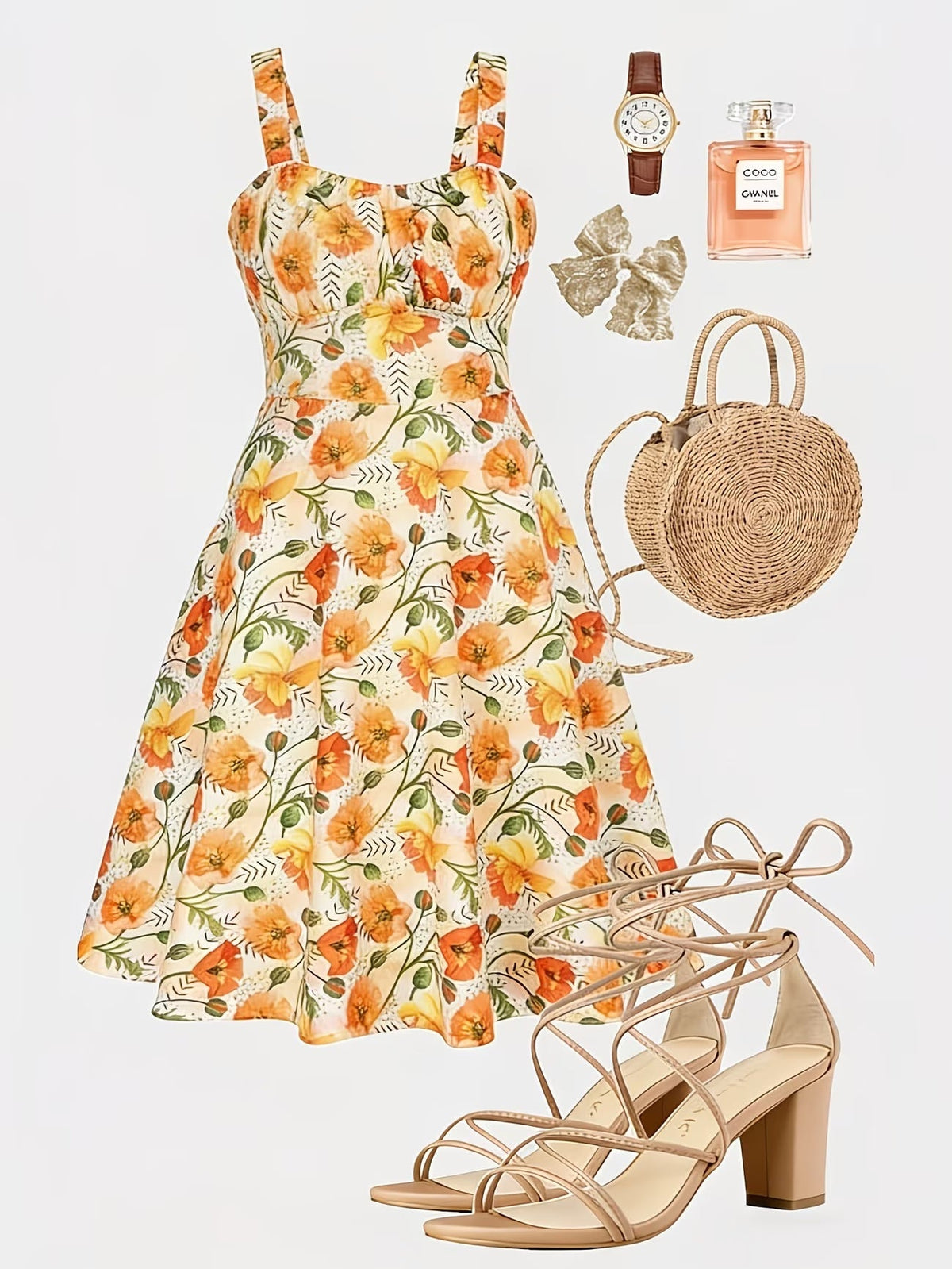 Women's Floral Halter Dress & Cardigan Set