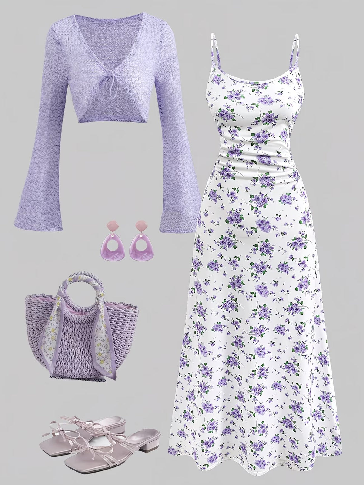 Women's Floral Halter Dress & Cardigan Set