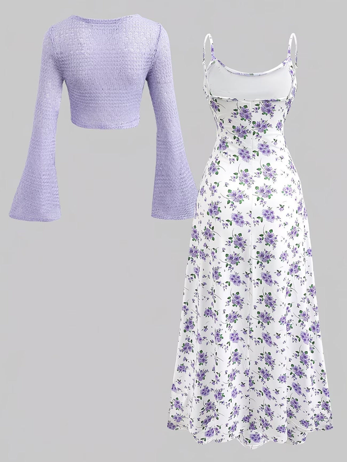 Women's Floral Halter Dress & Cardigan Set