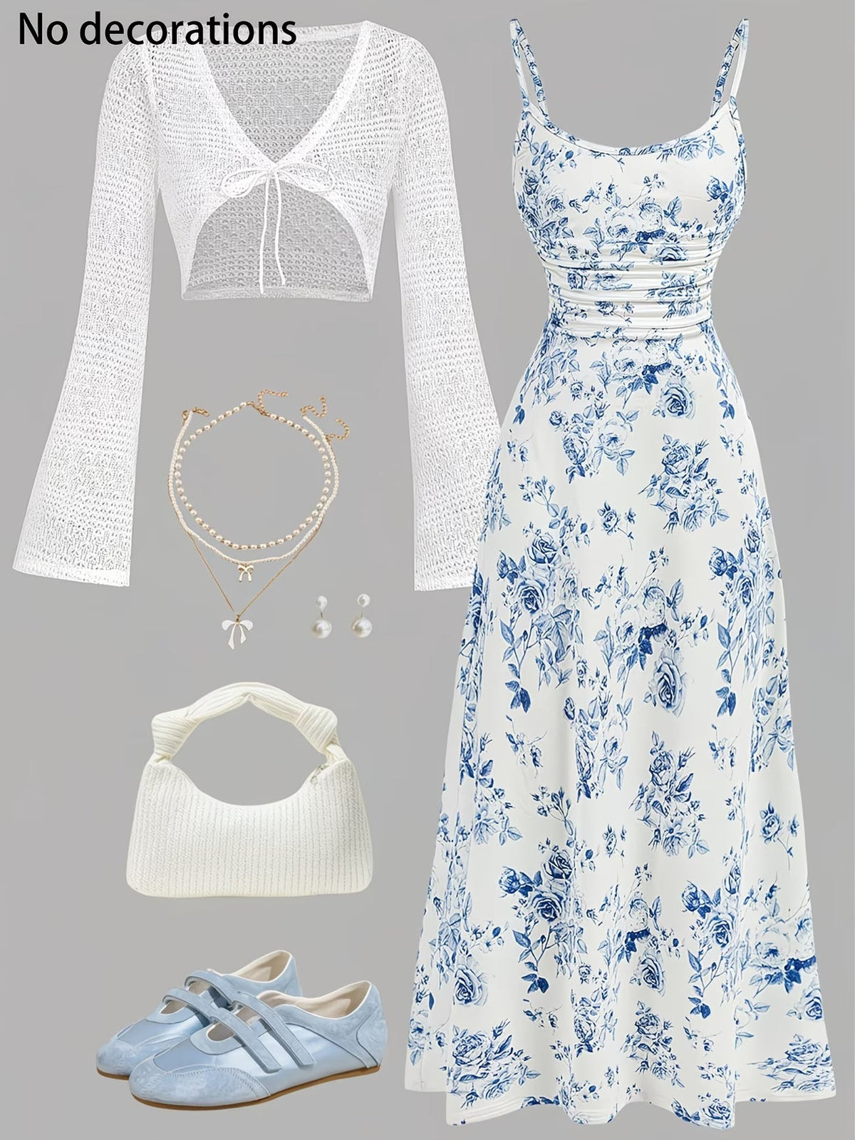 Women's Floral Halter Dress & Cardigan Set