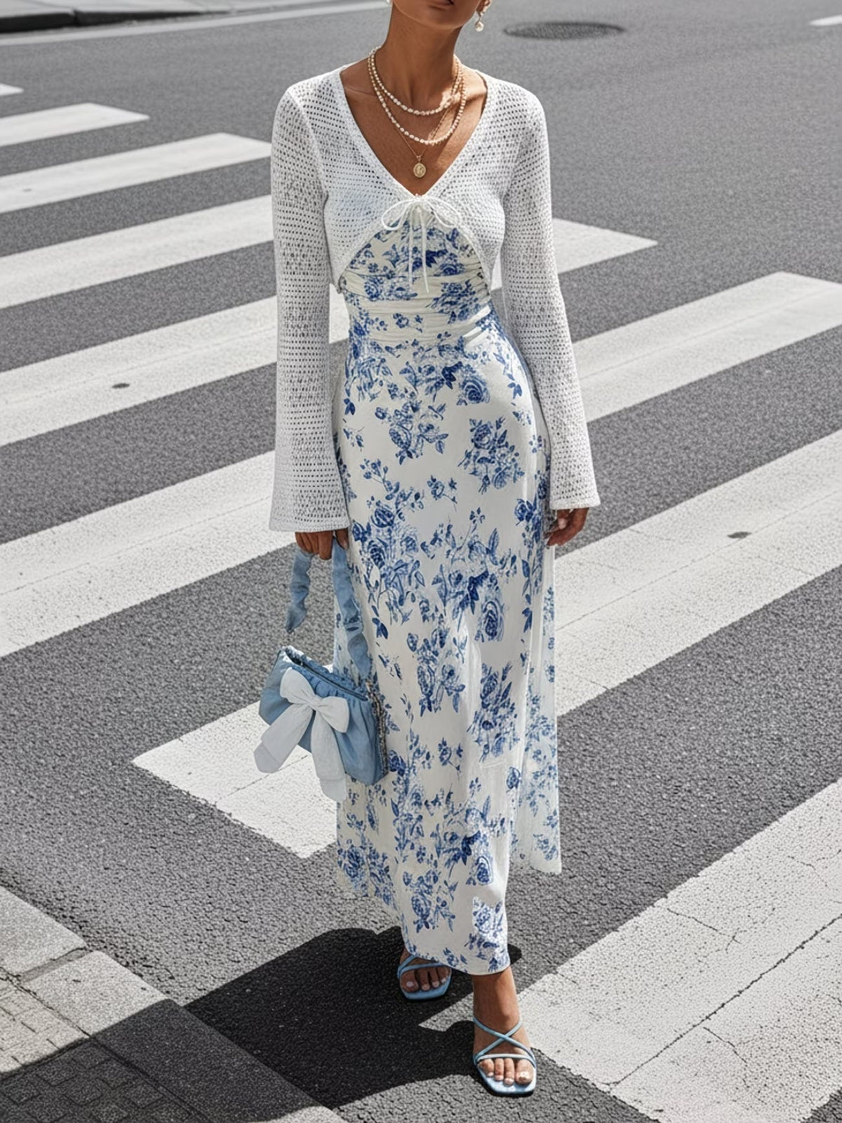 Women's Floral Halter Dress & Cardigan Set