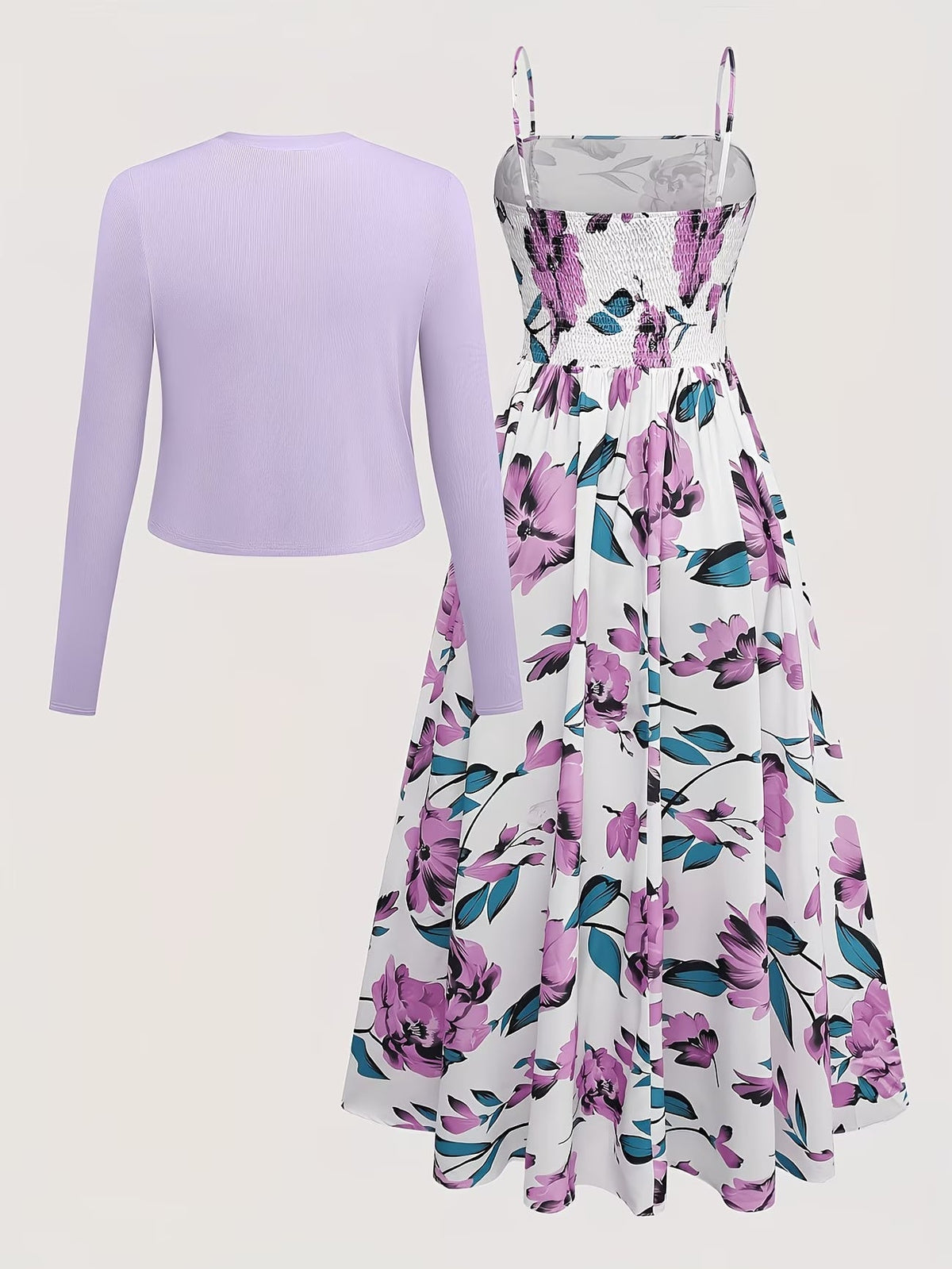Women's Floral Halter Dress & Cardigan Set