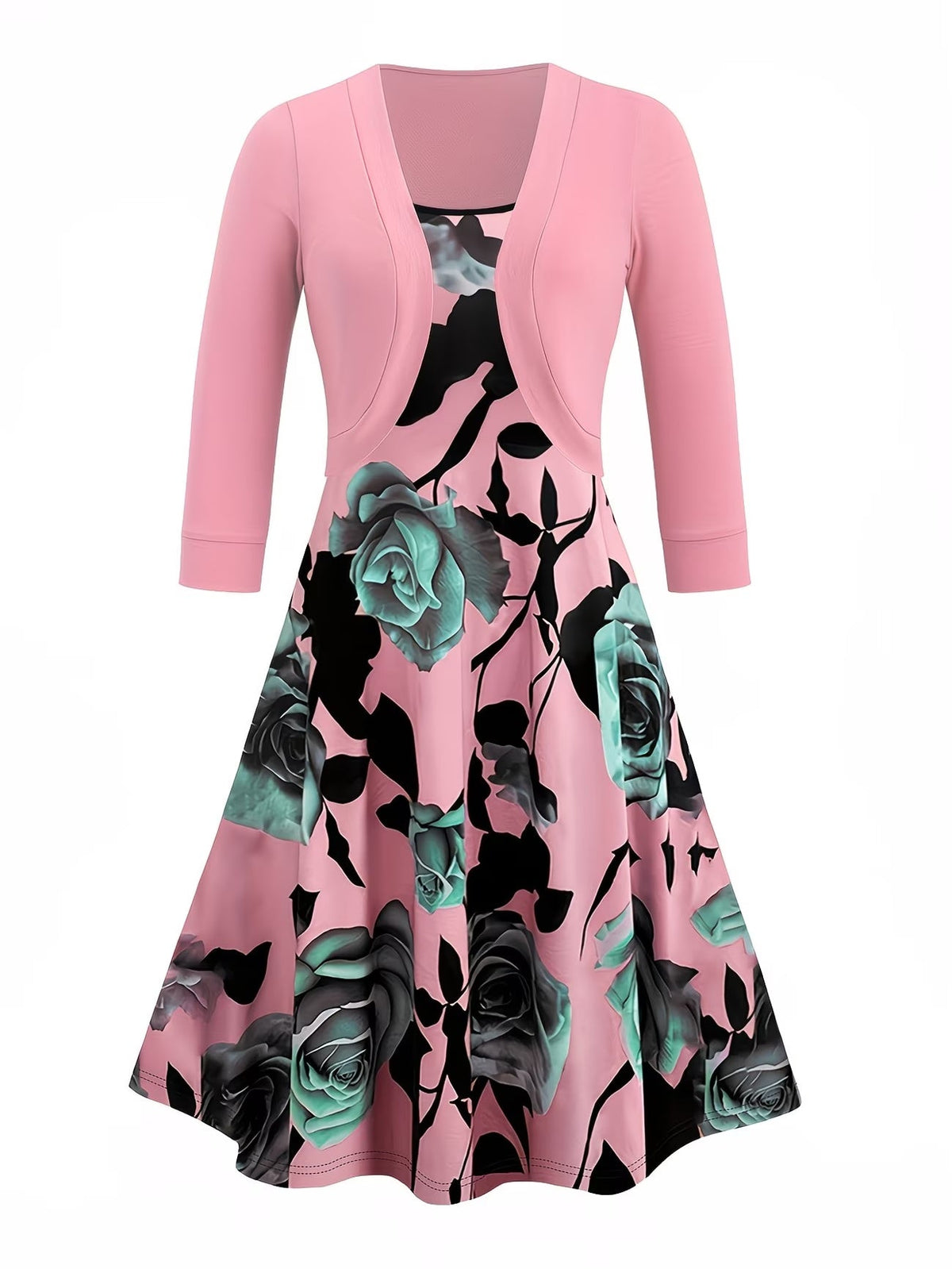 Women's Floral Halter Dress & Cardigan Set