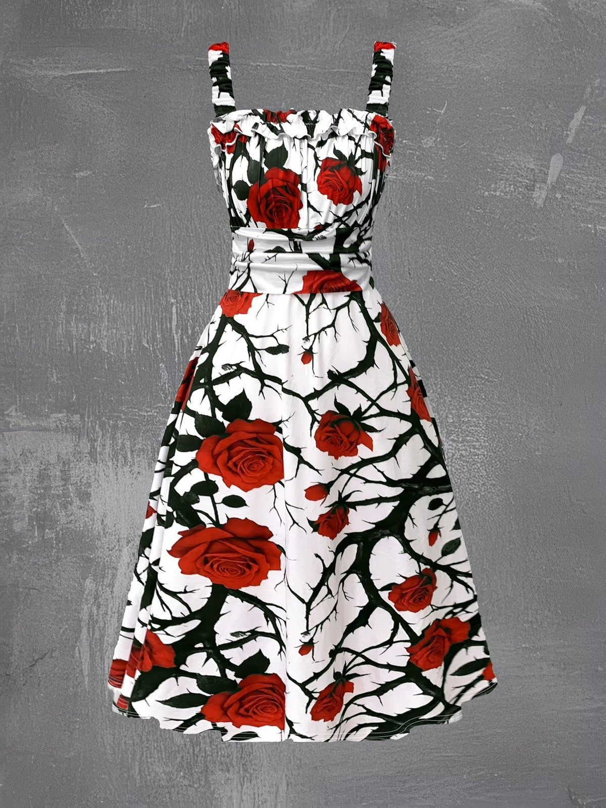 Blooming Grace Women's Floral Tie-Waist Dress with Matching Cardigan