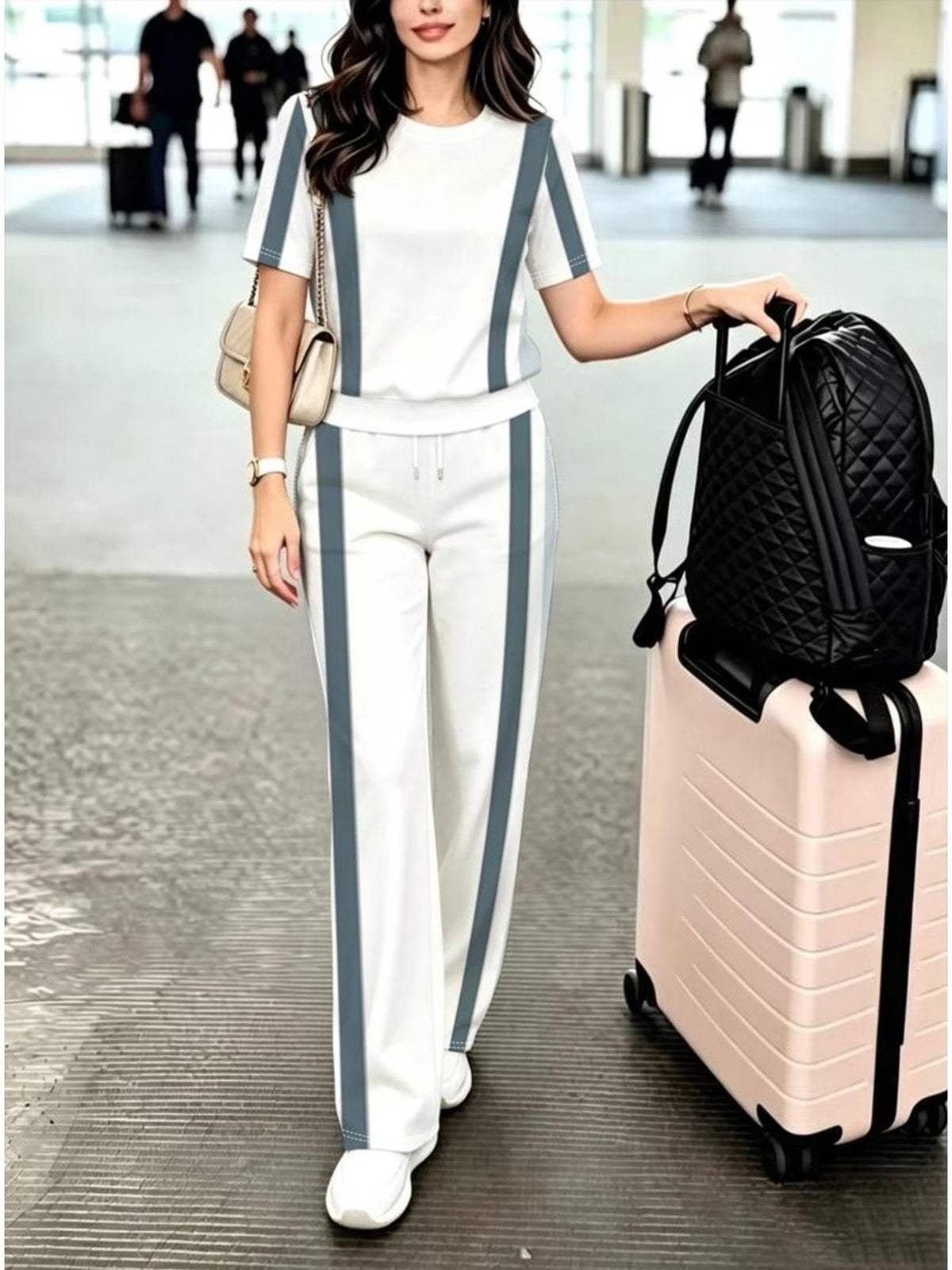 Striped Luxe 2-Piece Women’s Pantsuit Set