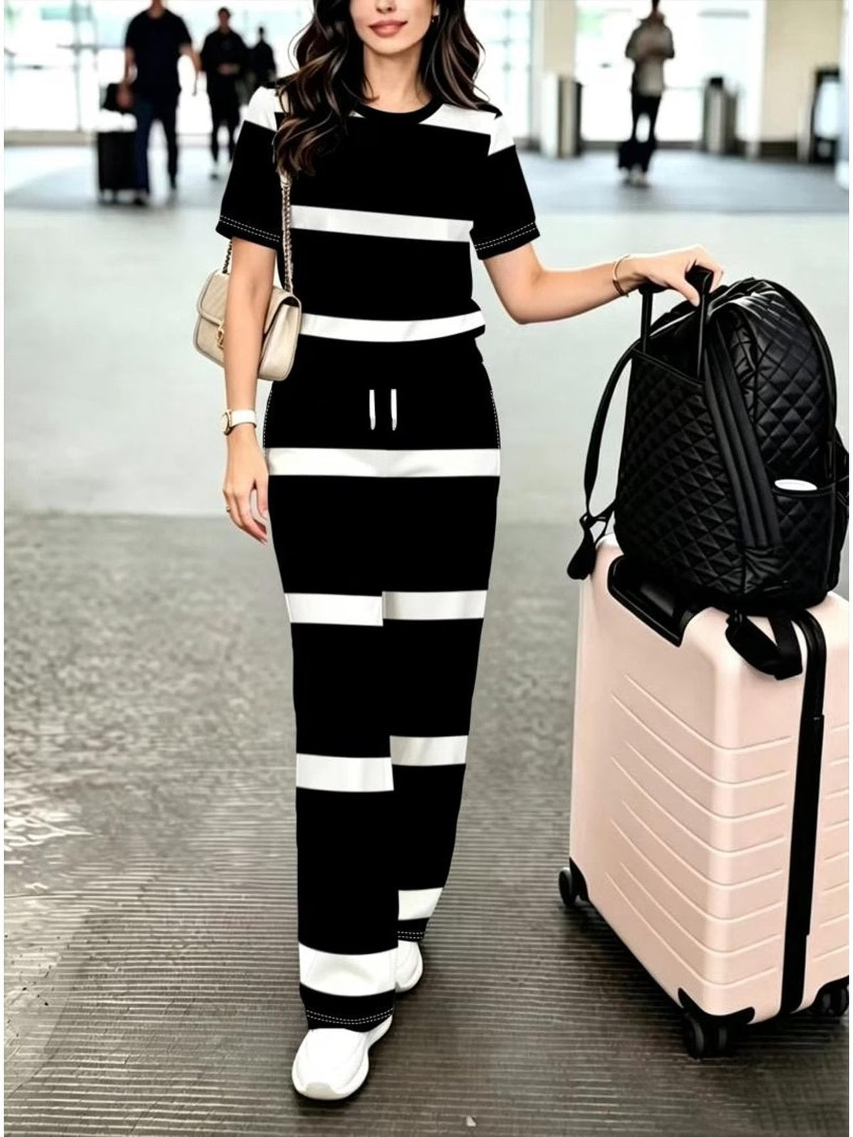 Striped Luxe 2-Piece Women’s Pantsuit Set