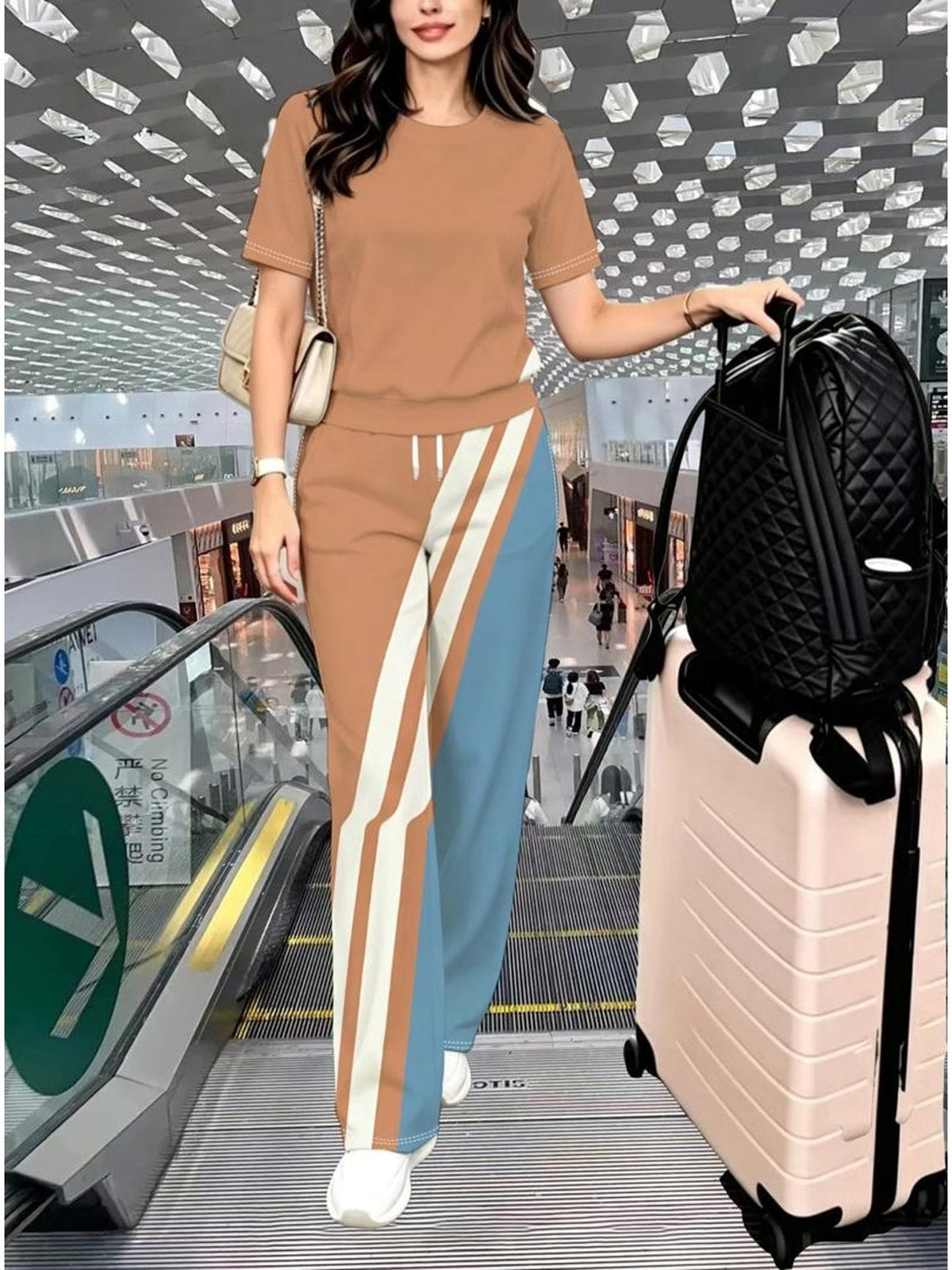 Striped Luxe 2-Piece Women’s Pantsuit Set