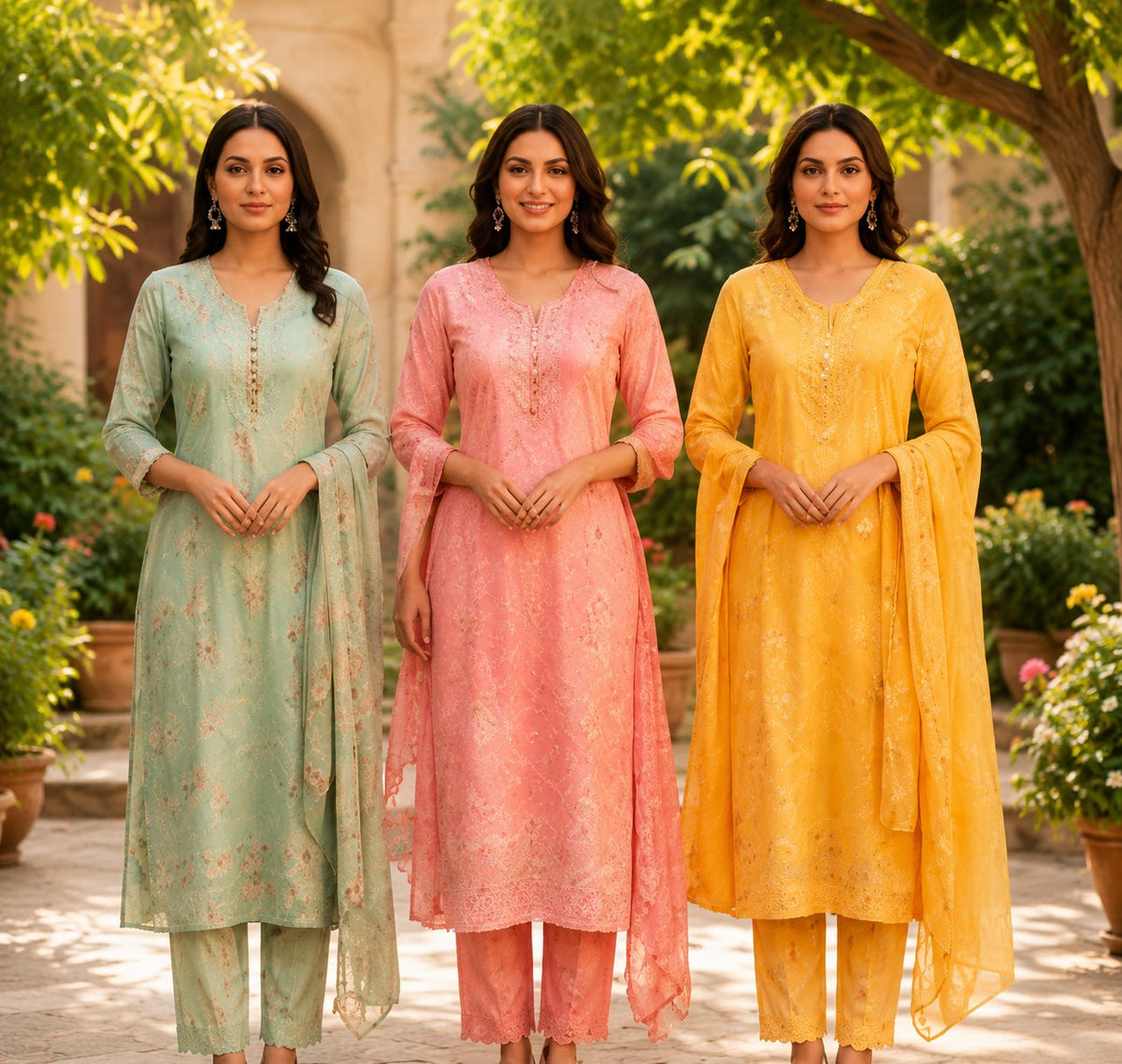 Premium Floral Elegance Women’s Kurta Set | Pack of 3