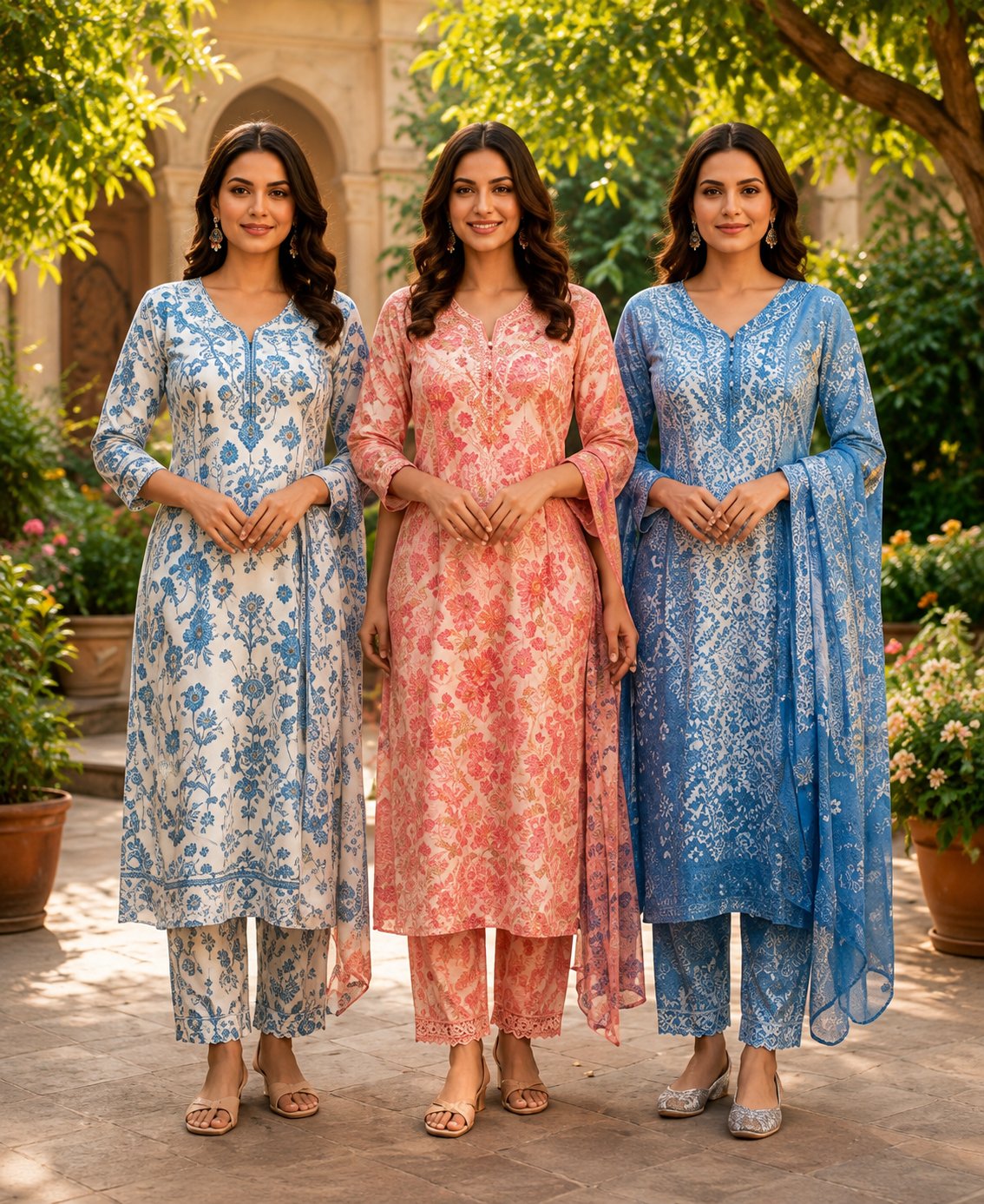 Premium Floral Elegance Women’s Kurta Set | Pack of 3