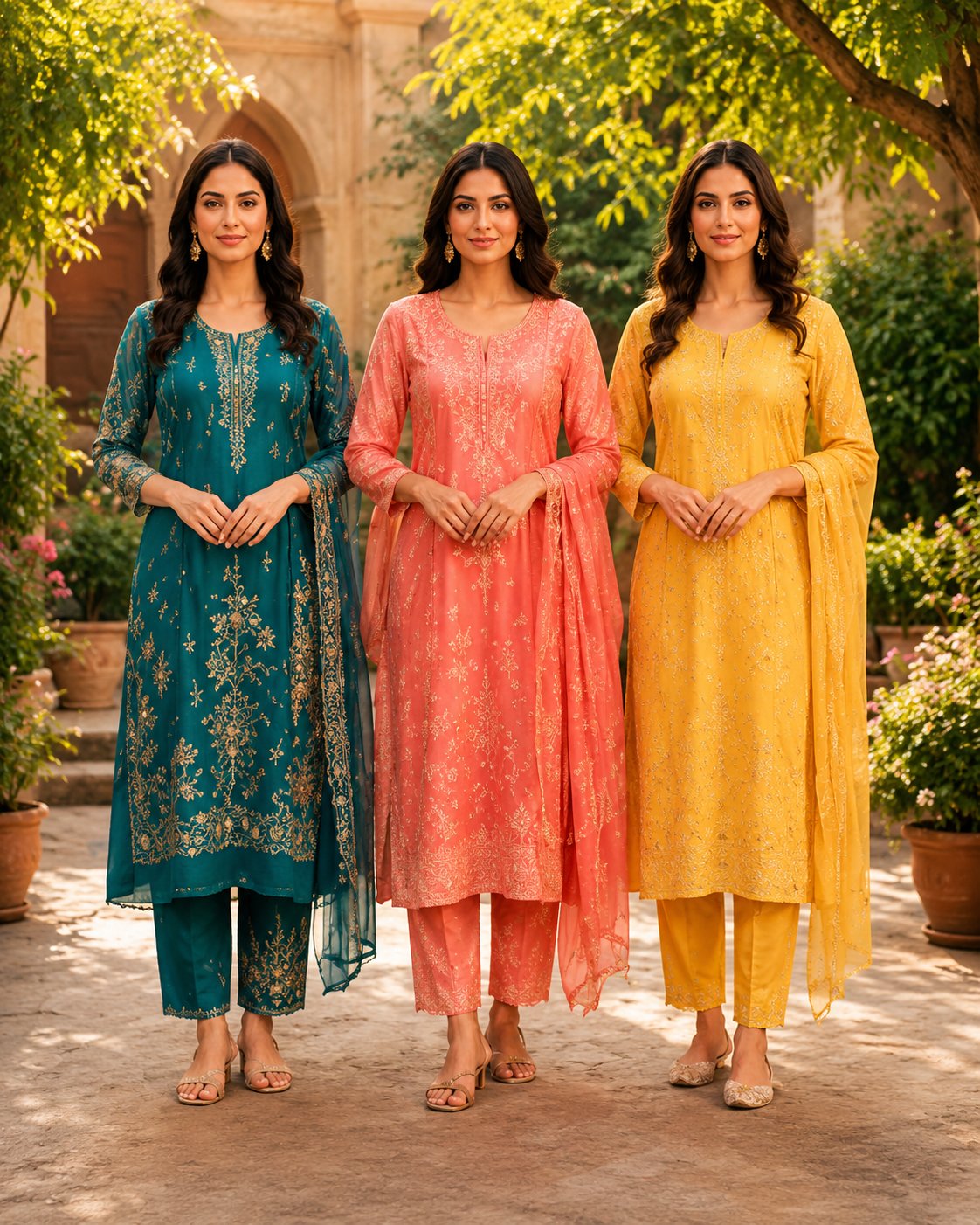 Premium Floral Elegance Women’s Kurta Set | Pack of 3